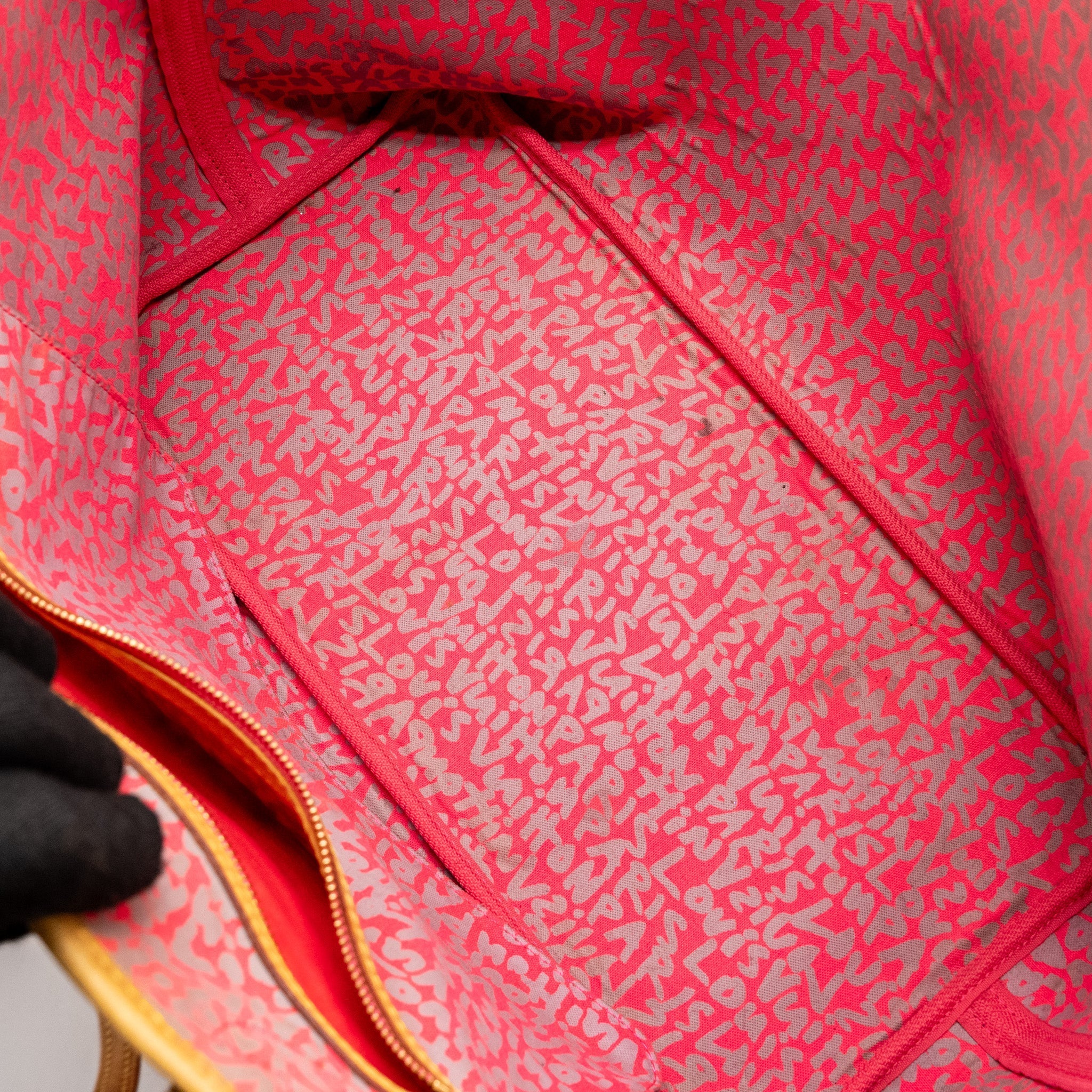 LOUIS VUITTON NEVERFULL GM STEPHEN SPROUSE PINK MONOGRAM GRAFFITI COATED / ZIP WALLET GHW (SELL IN A SET)