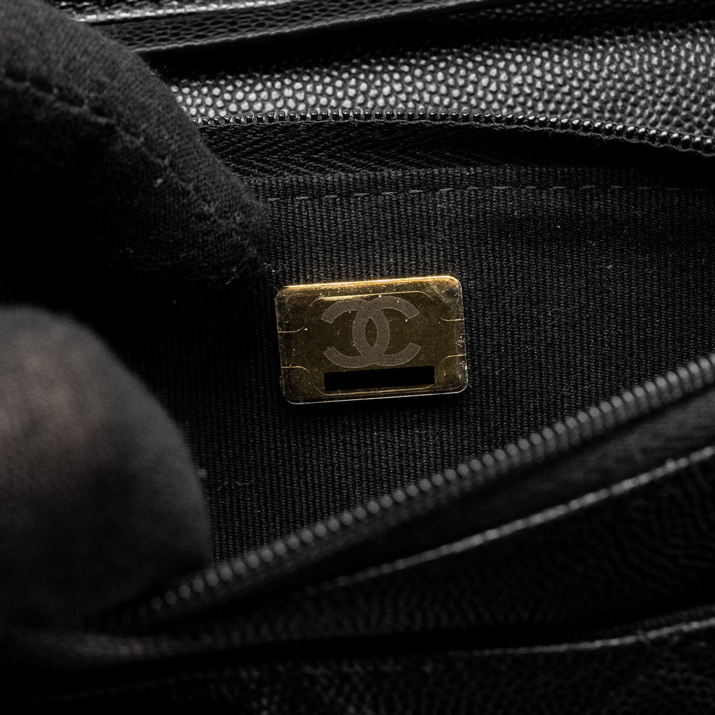 CHANEL DETAILED CC LOGO WALLET ON CHAIN CAVIAR CAVIAR BLACK GHW (MICROCHIP)
