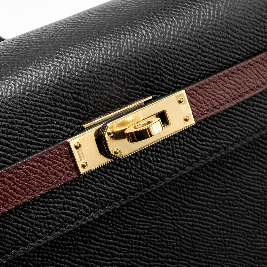 HERMES KELLY 25 SPECIAL ORDER EPSOM BLACK/ROUGH H LGHW