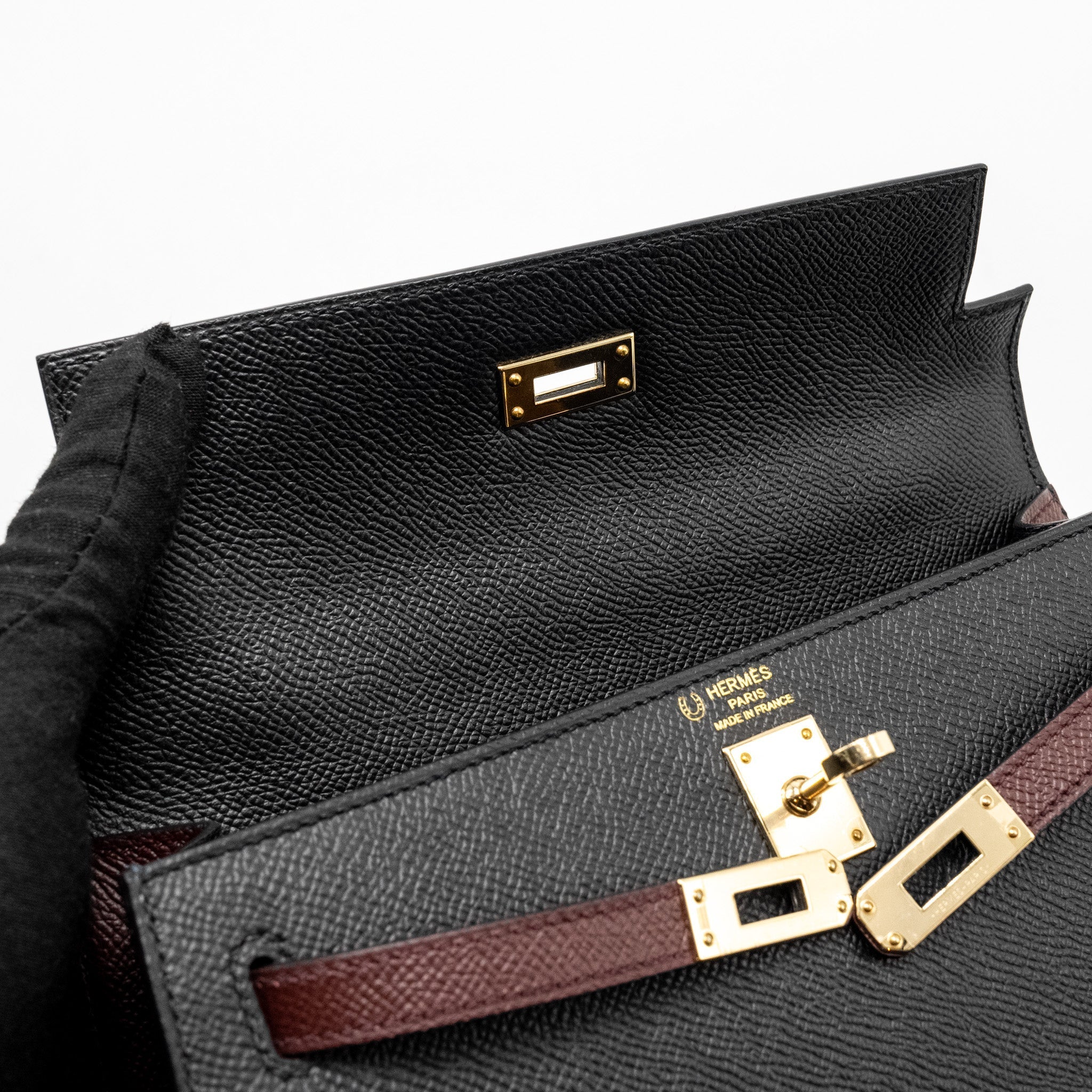 HERMES KELLY 25 SPECIAL ORDER EPSOM BLACK/ROUGH H LGHW