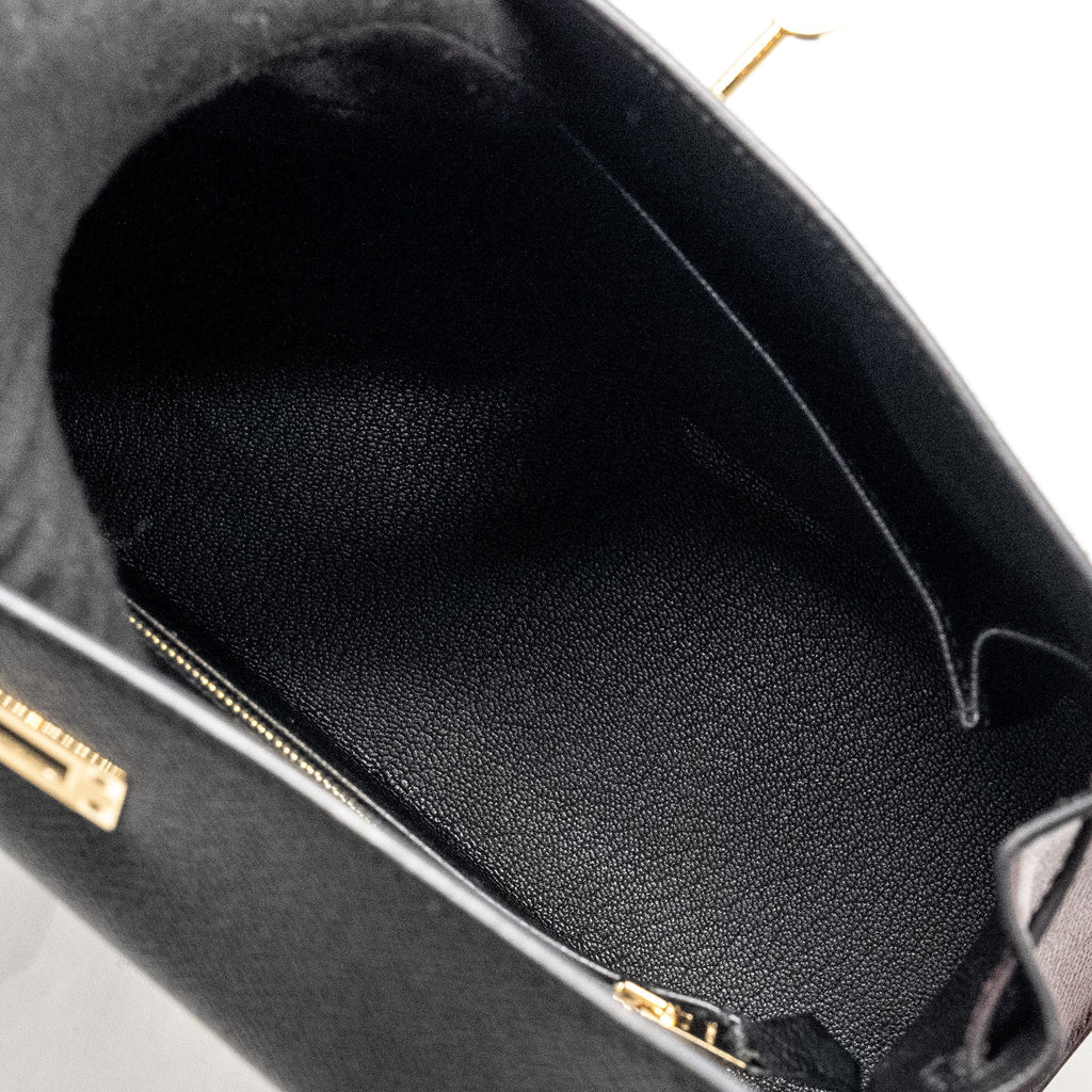 HERMES KELLY 25 SPECIAL ORDER EPSOM BLACK/ROUGH H LGHW