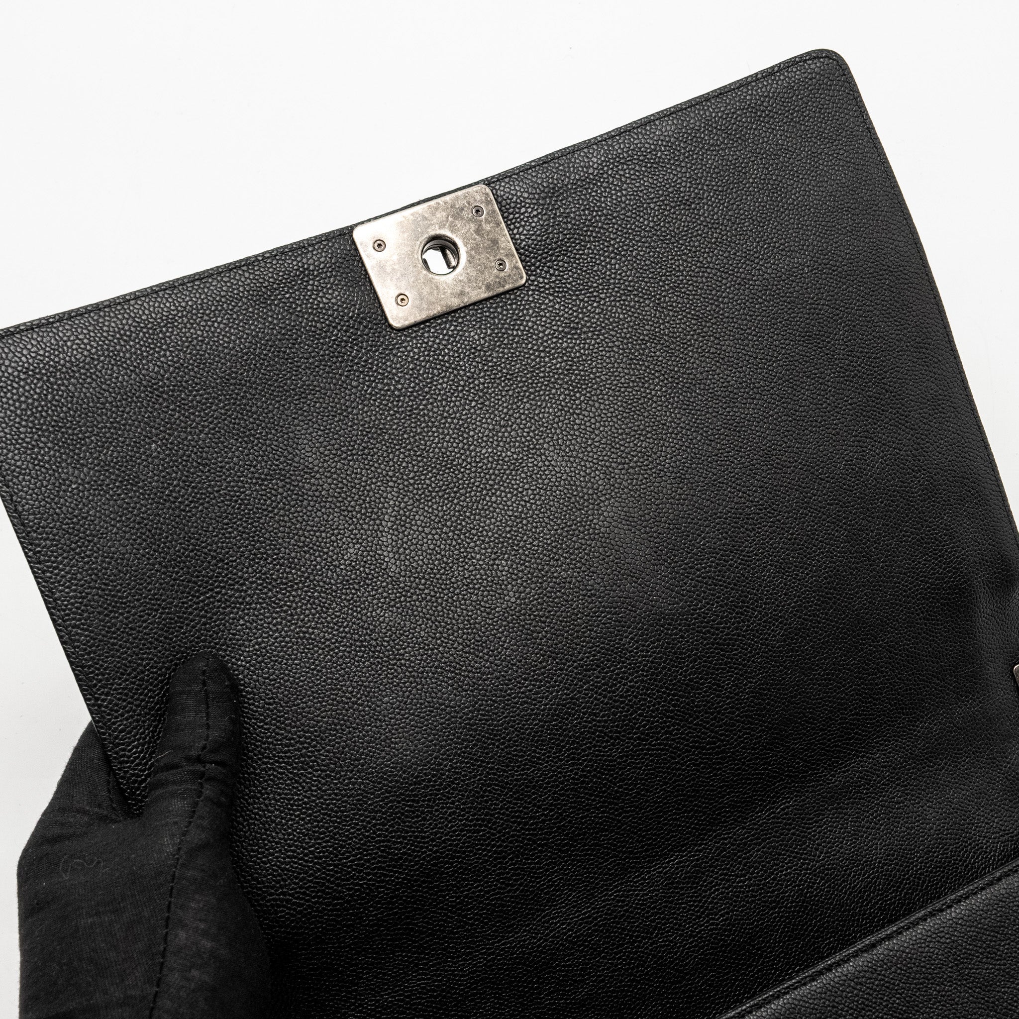 CHANEL MAXI BOY BAG CAVIAR BLACK RUTHENIUM HARDWARE