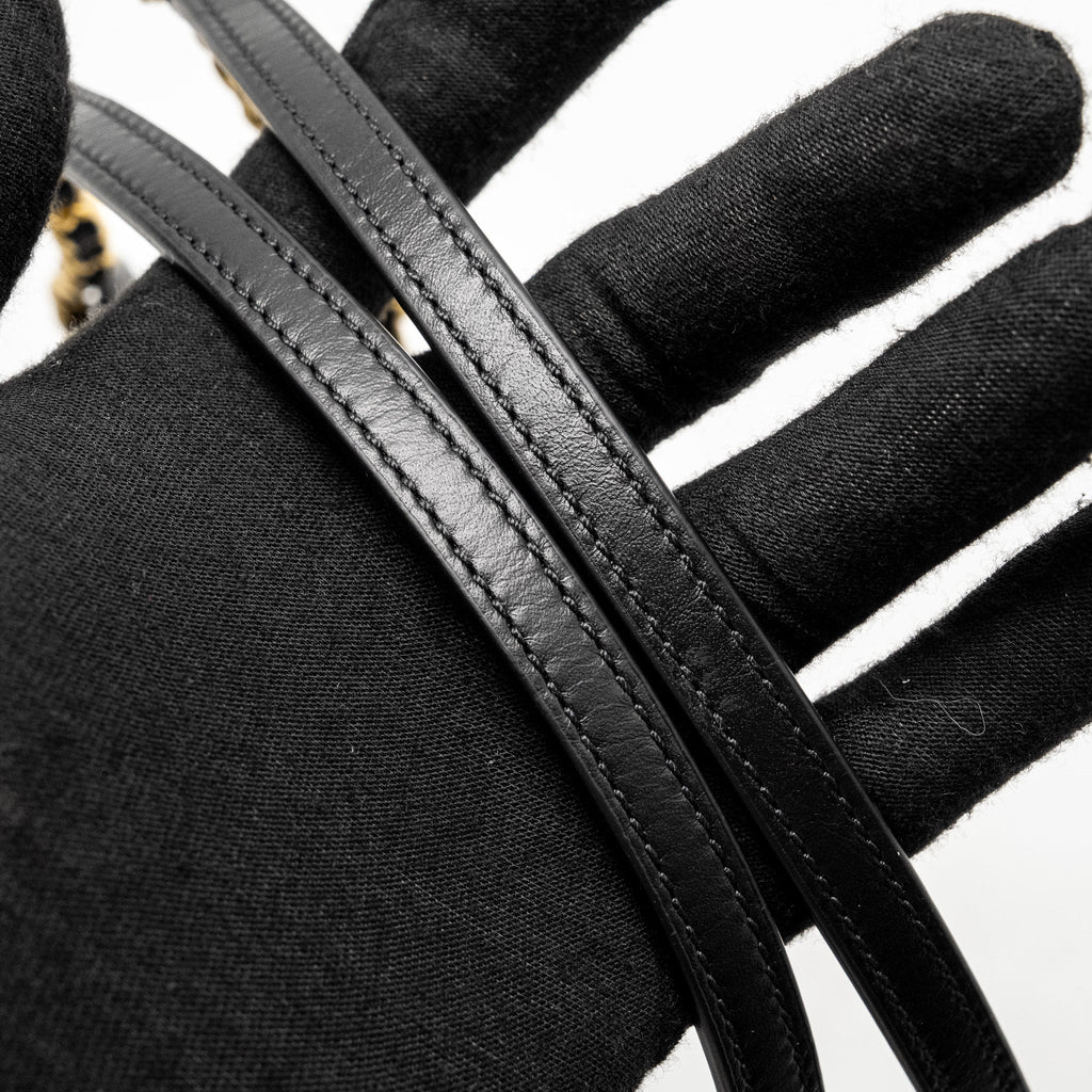 CHANEL 23S CLUTCH BAG WITH CHAIN CALFSKIN BLACK BRUSH GHW (MICROCHIP)