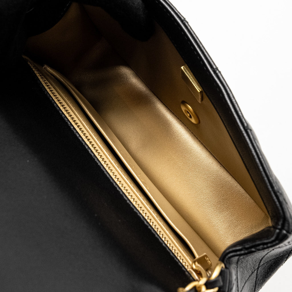 CHANEL 24K PEARL CRUSH MINI RECTANGULAR FLAP BAG SHINY LAMBSKIN BLACK GHW (MICROCHIP)
