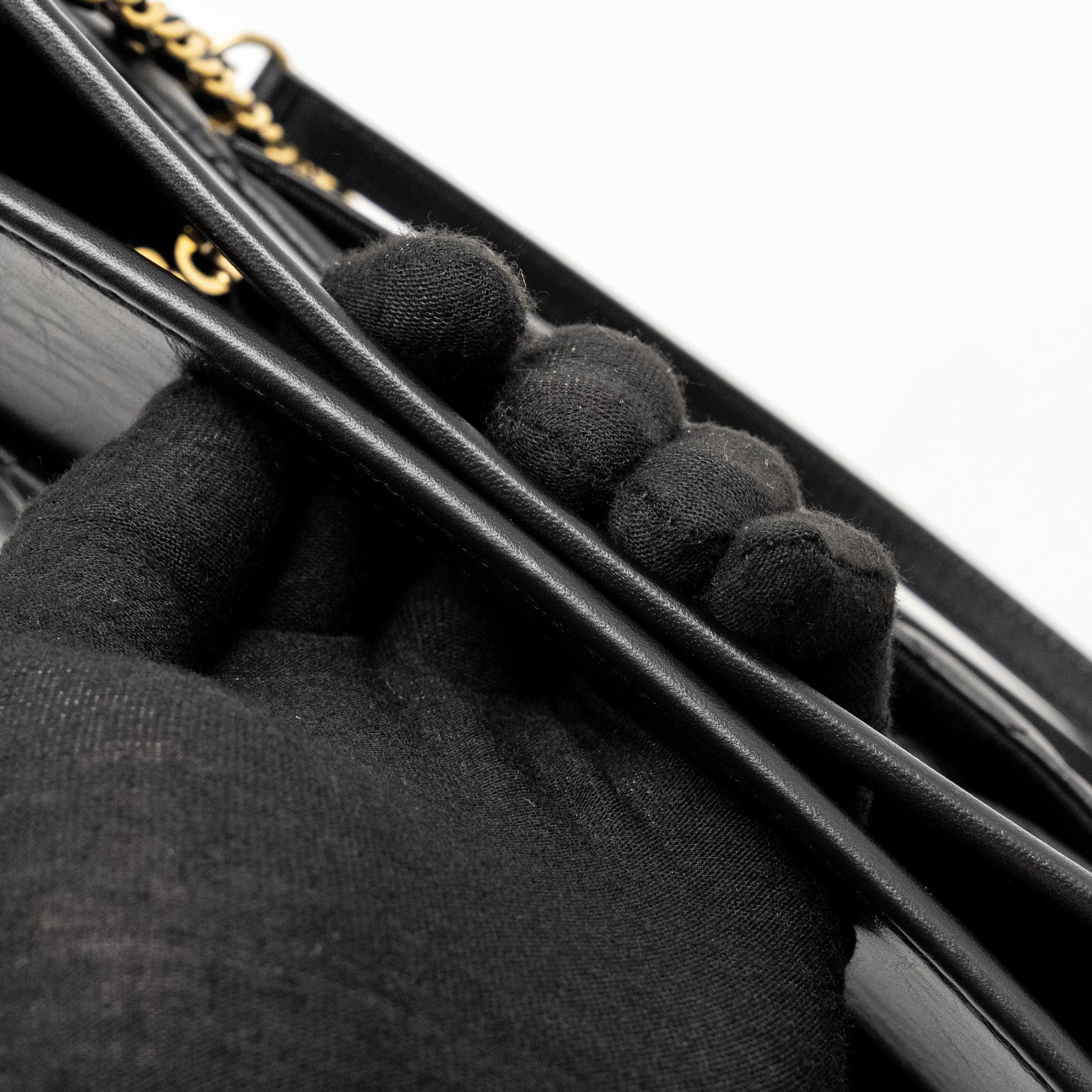 CHANEL 23S CLUTCH BAG WITH CHAIN CALFSKIN BLACK BRUSH GHW (MICROCHIP)