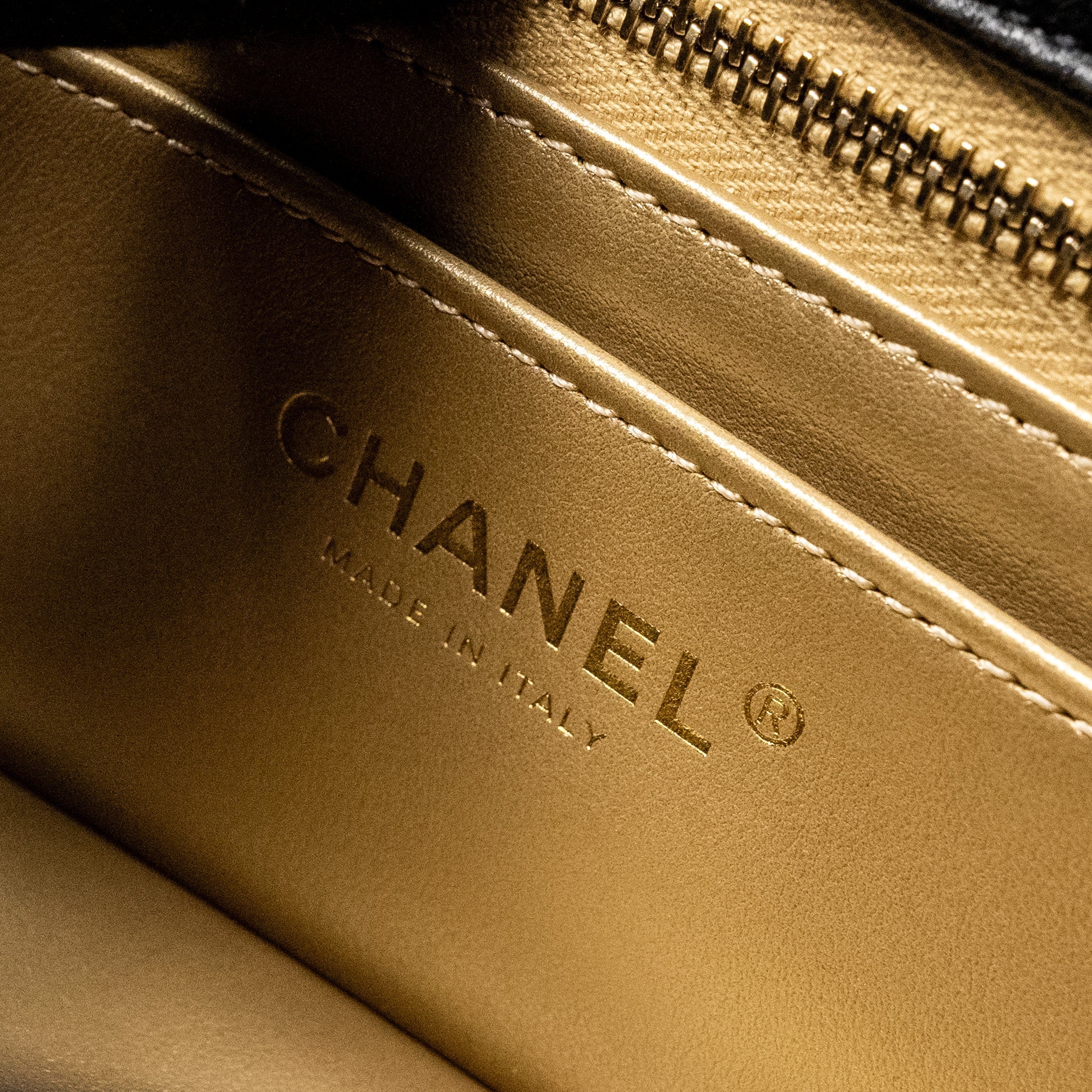 CHANEL 24K PEARL CRUSH MINI RECTANGULAR FLAP BAG SHINY LAMBSKIN BLACK GHW (MICROCHIP)
