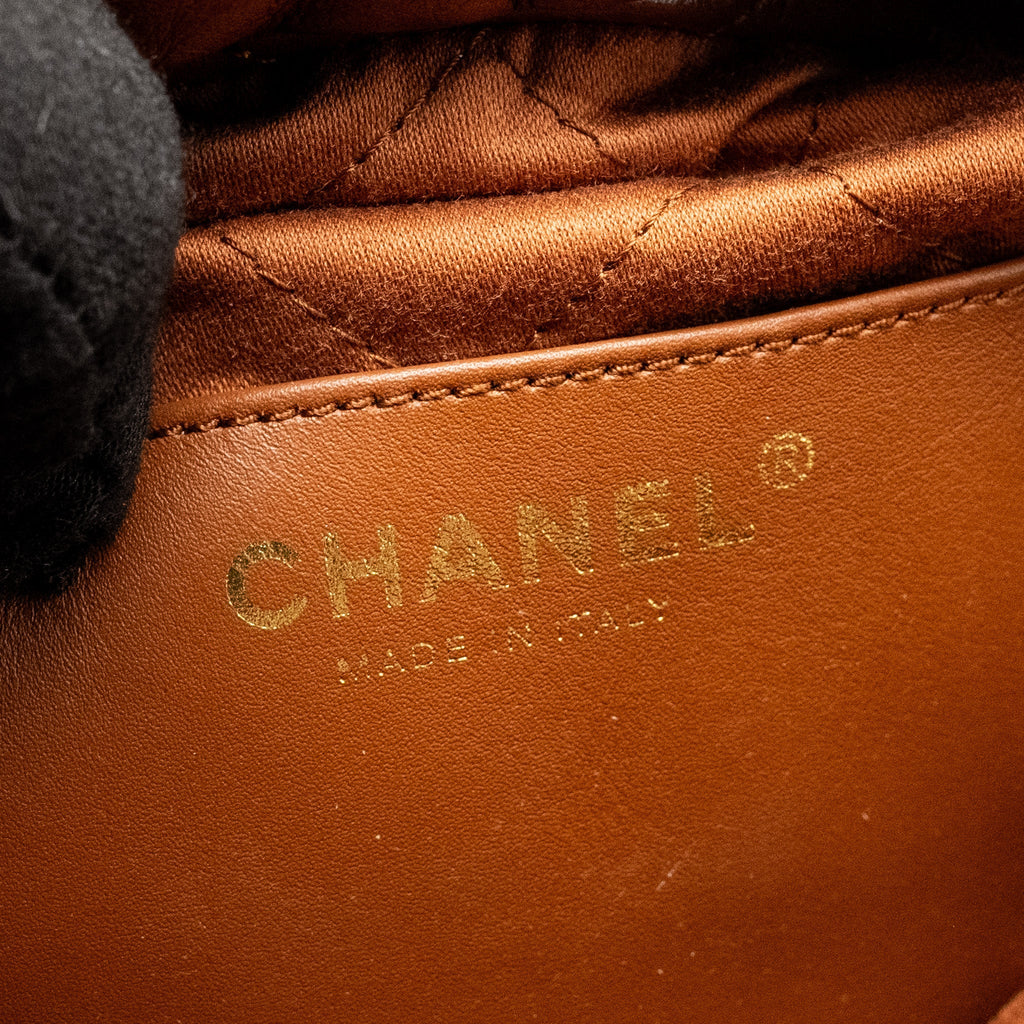 CHANEL MINI 22 BAG SHINY CALFSKIN CARAMEL GHW (MICROCHIP)
