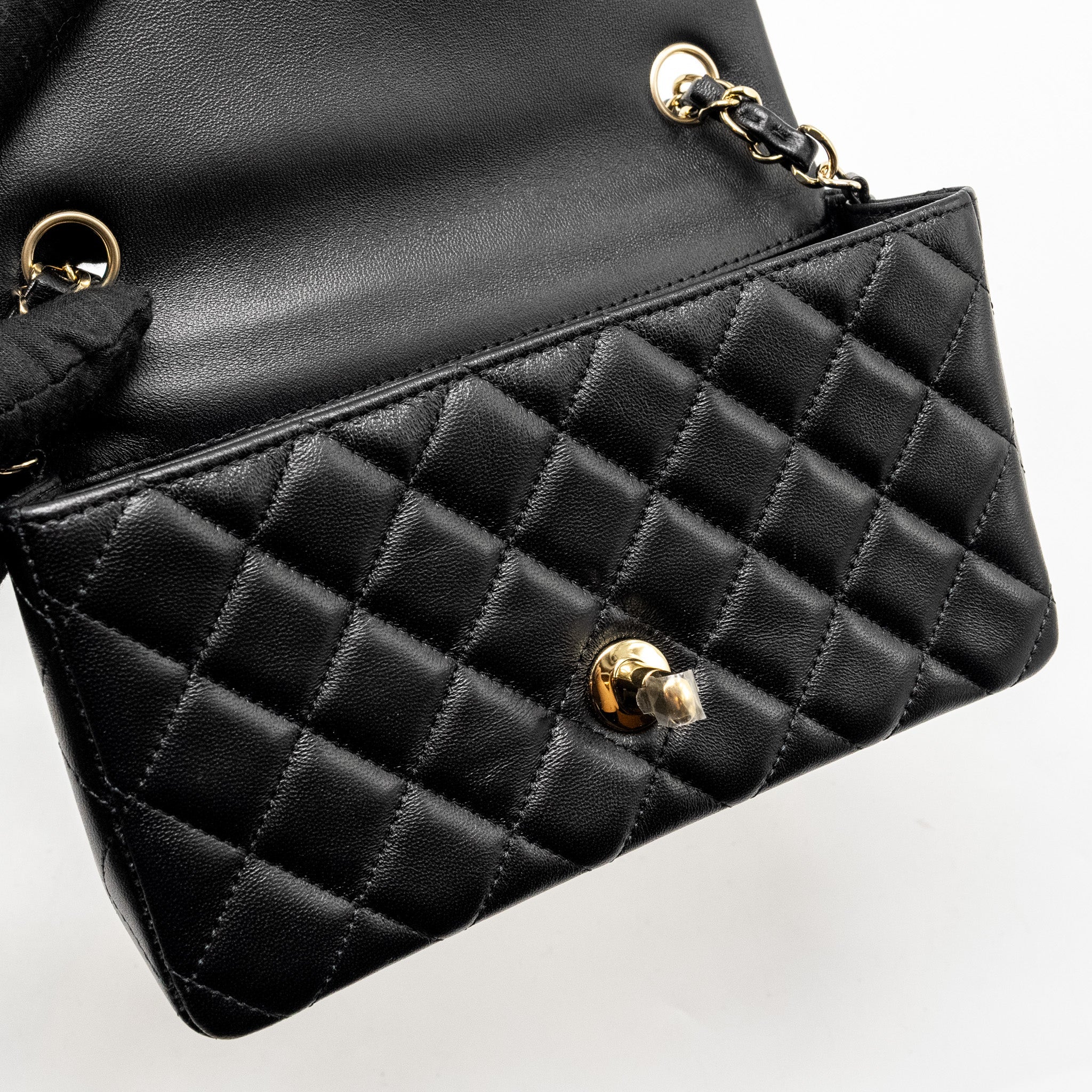 CHANEL MINI RECTANGULAR FLAP BAG LAMBSKIN BLACK LGHW (MICROCHIP)