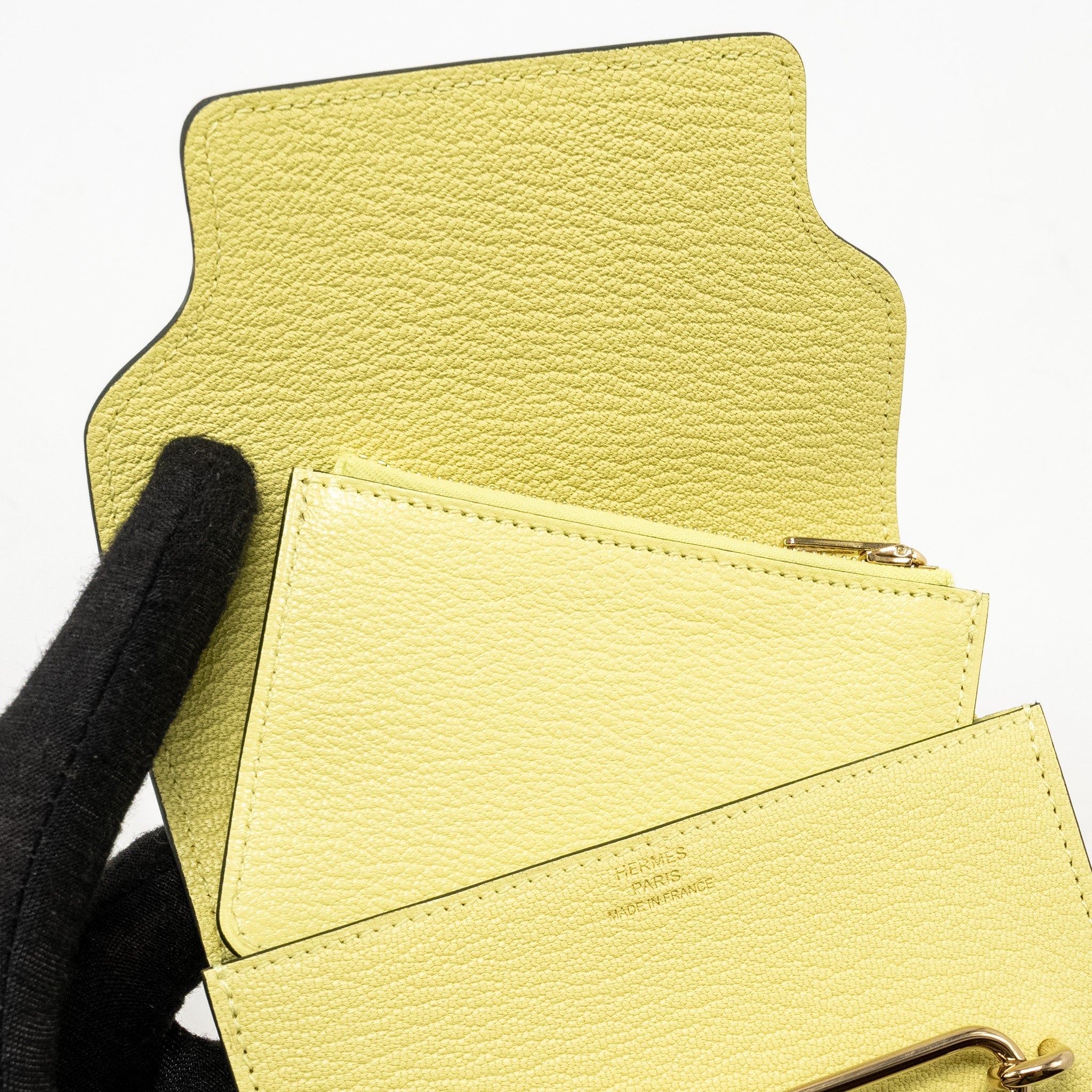 HERMES ROULIS SLIM CHÈVRE MYSORE R9 JAUNE BOURGEON LGHW