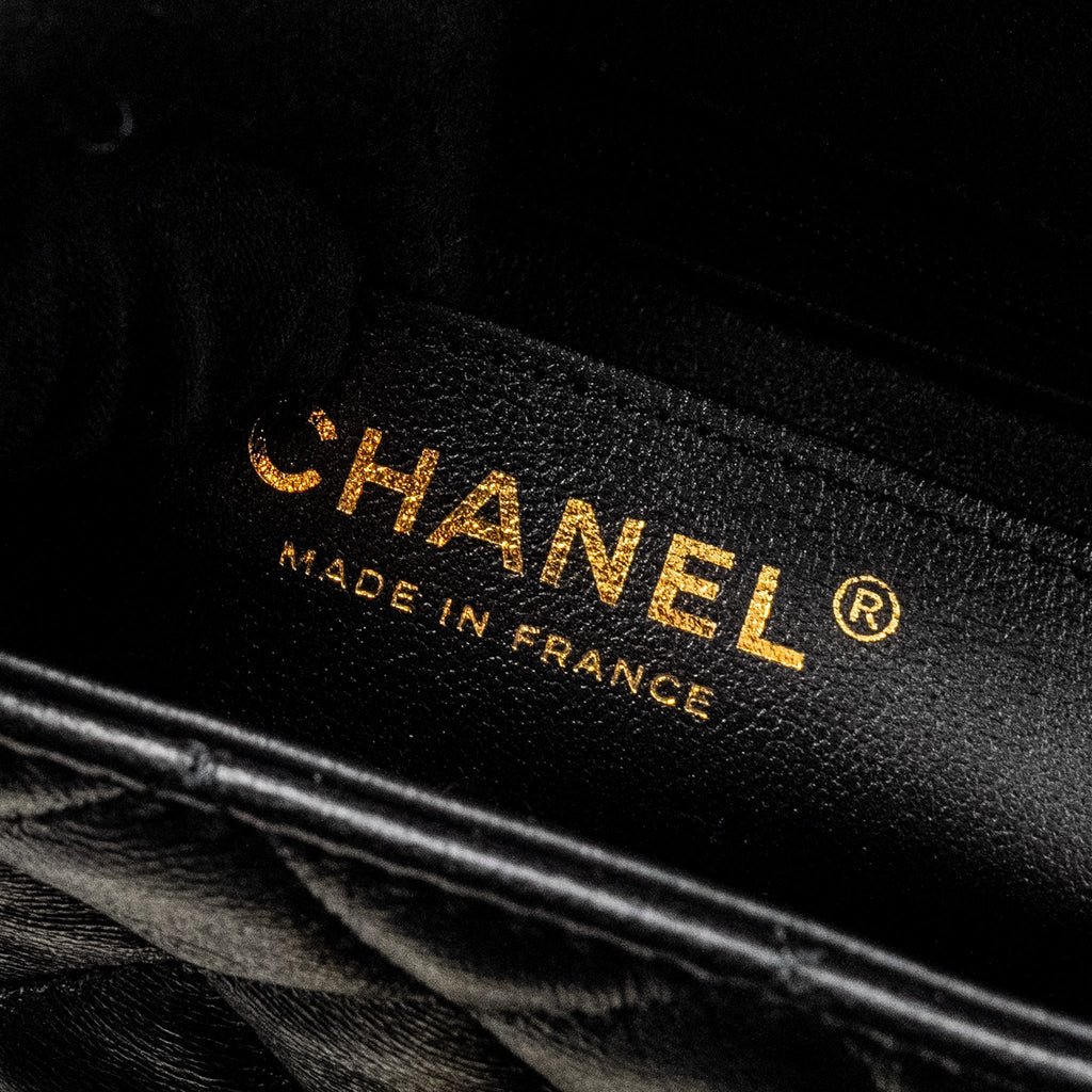 CHANEL MINI RECTANGULAR FLAP BAG LAMBSKIN BLACK LGHW (MICROCHIP)