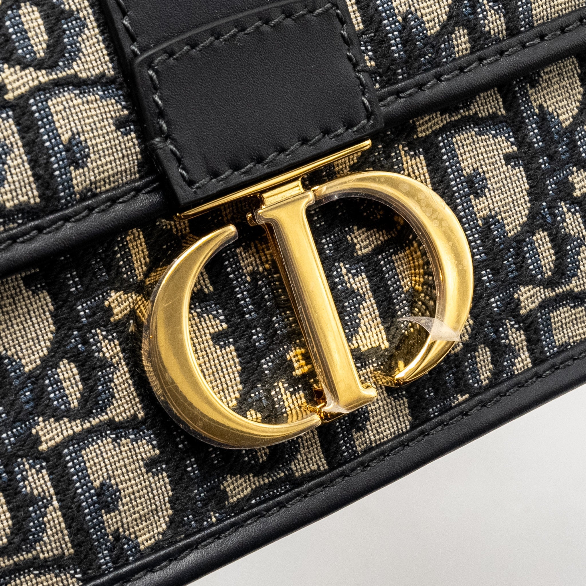DIOR 30 MONTAIGNE EAST-WEST BAG WITH CHAIN OBLIQUE JACQUARD BLUE GHW