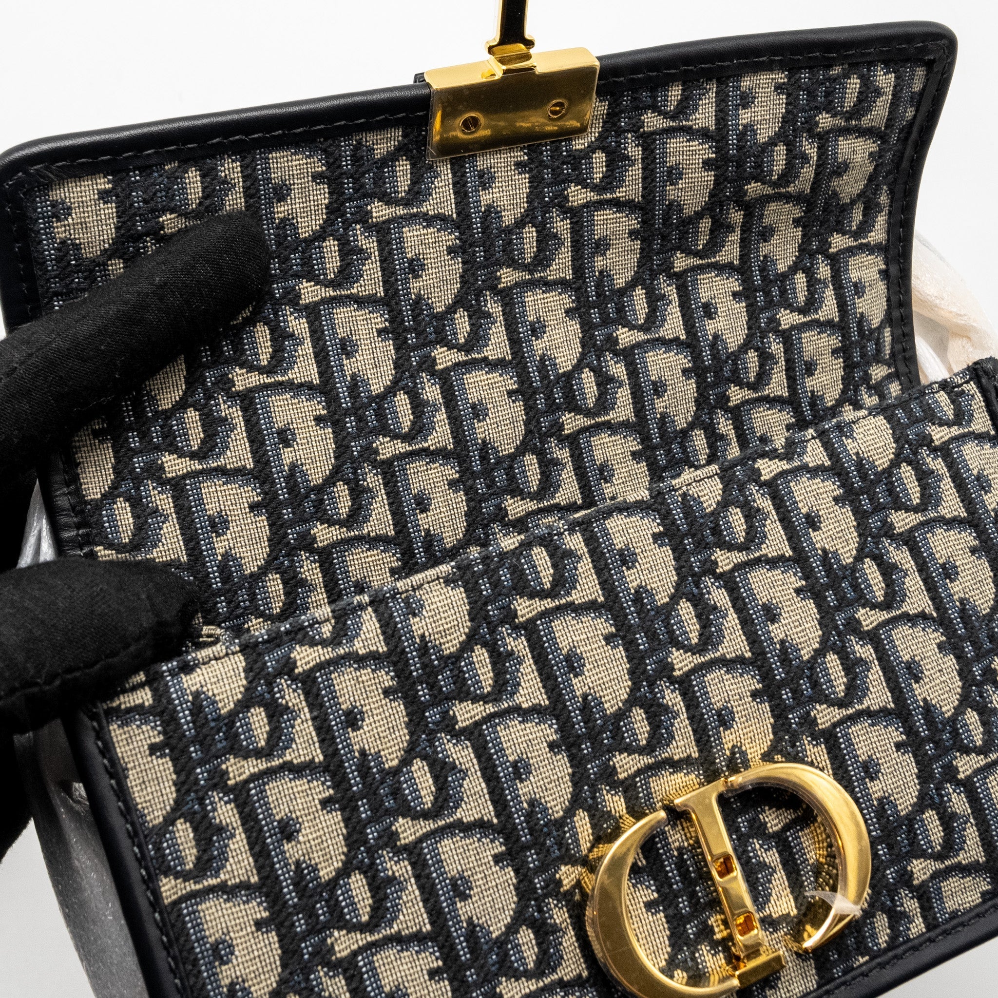 DIOR 30 MONTAIGNE EAST-WEST BAG WITH CHAIN OBLIQUE JACQUARD BLUE GHW