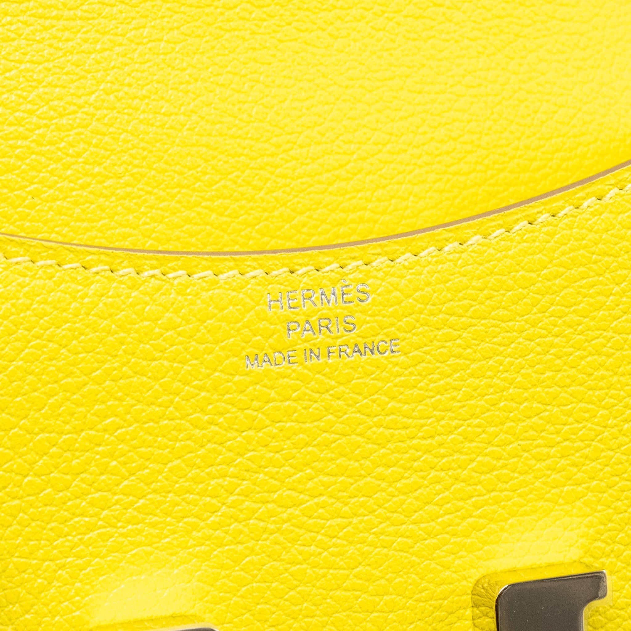 HERMES CONSTANCE SLIM EVERCOLOR JAUNE CITRON SHW