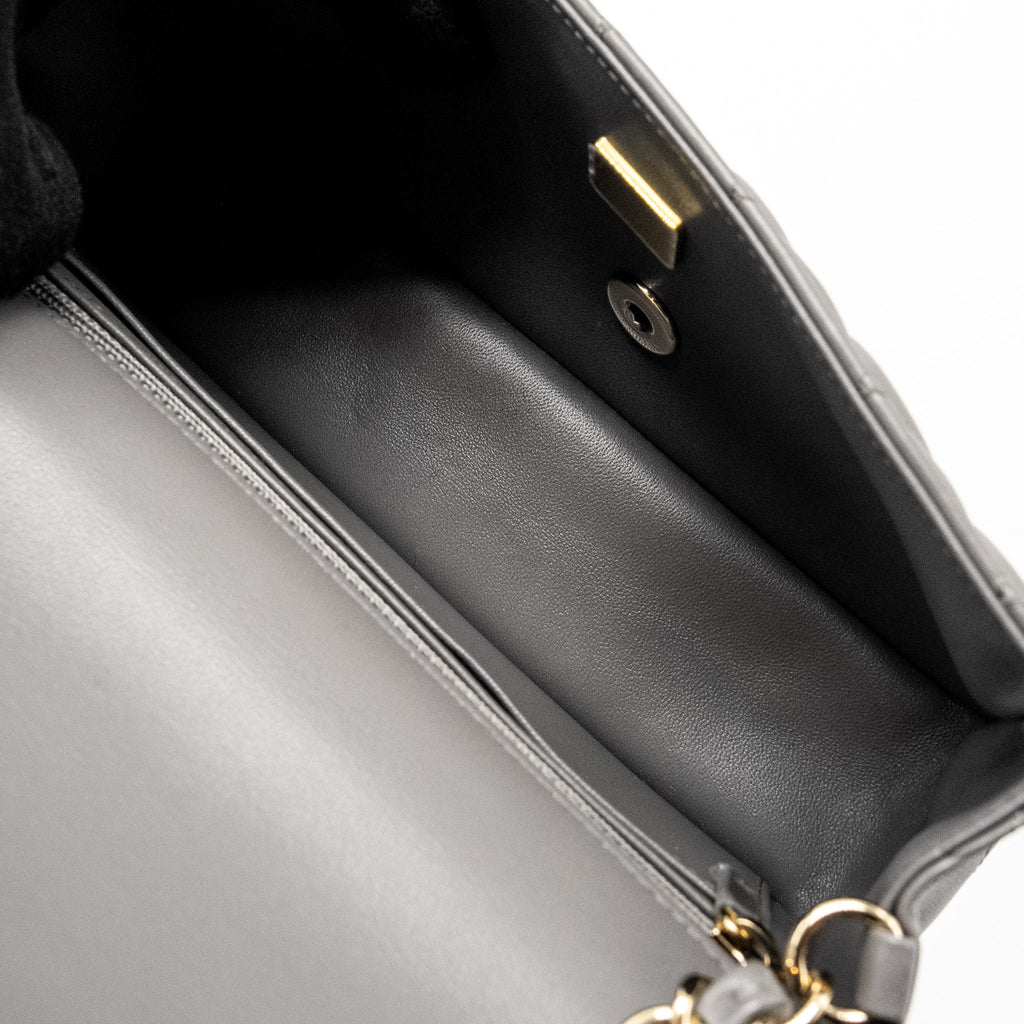 CHANEL MINI RECTANGULAR FLAP BAG LAMBSKIN GREY LGHW (MICROCHIP)