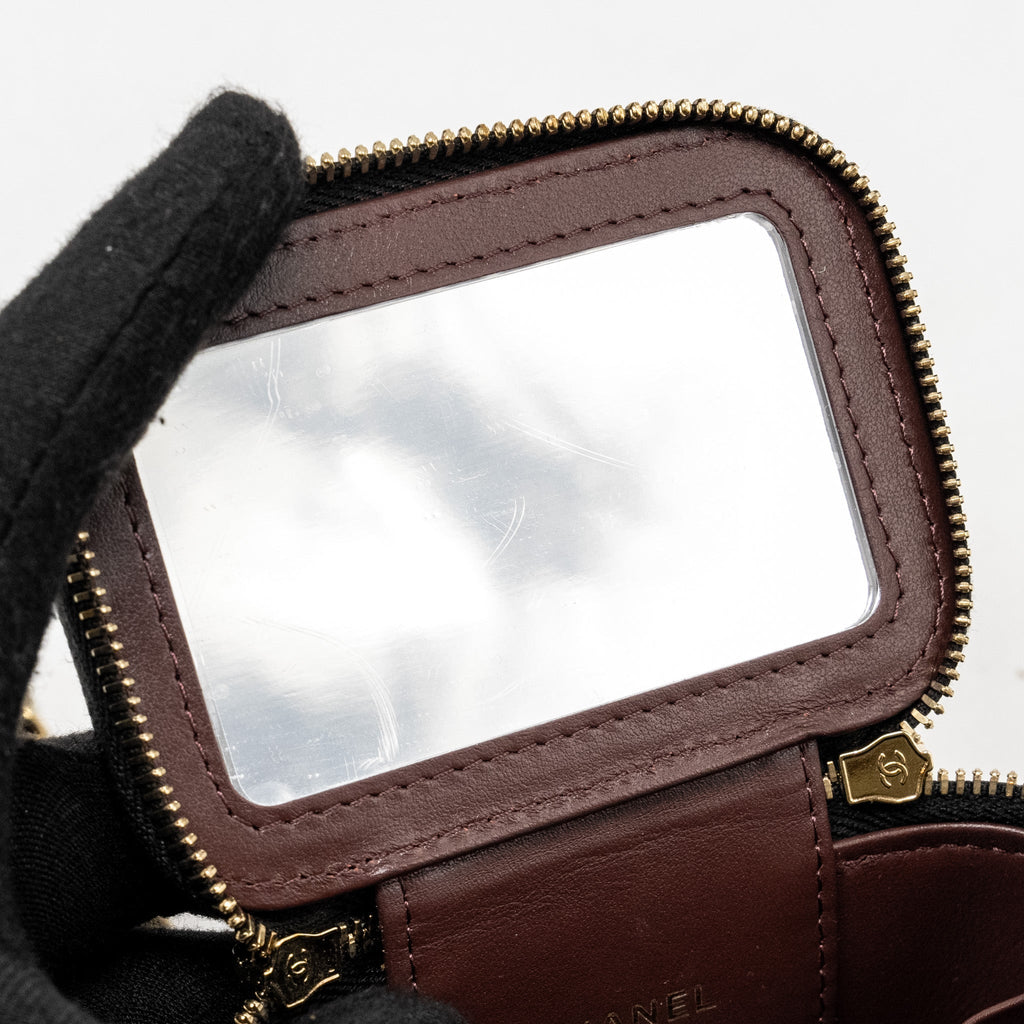 CHANEL MINI VANITY WITH CHAIN CAVIAR BLACK LGHW (MICROCHIP)