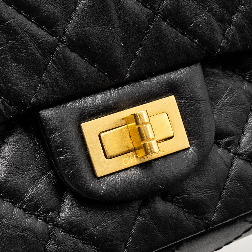 CHANEL MINI 2.55 REISSUE AGED CALFSKIN BLACK GHW (MICROCHIP)