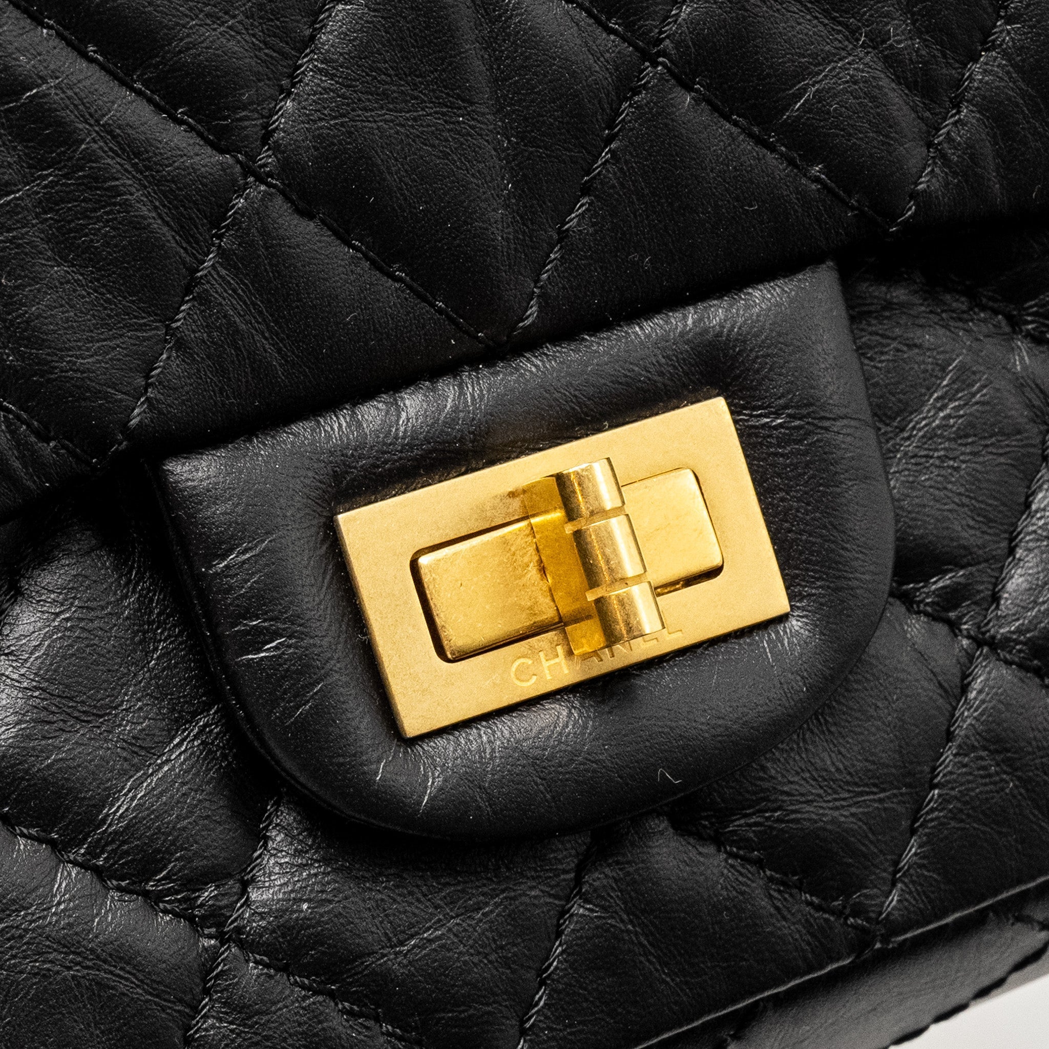 CHANEL MINI 2.55 REISSUE AGED CALFSKIN BLACK GHW (MICROCHIP)