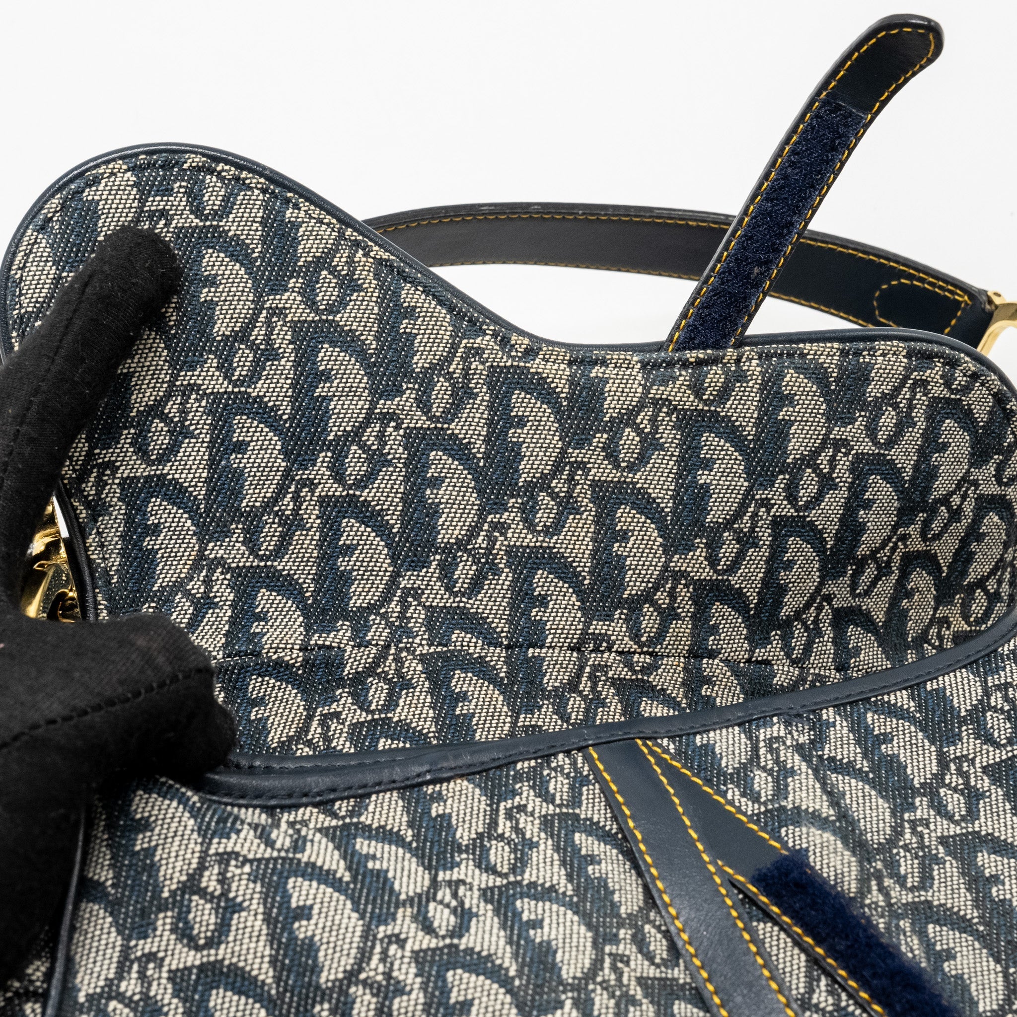 DIOR VINTAGE SADDLE BAG CANVAS / LEATHER BLUE/MULTICOLOUR GHW