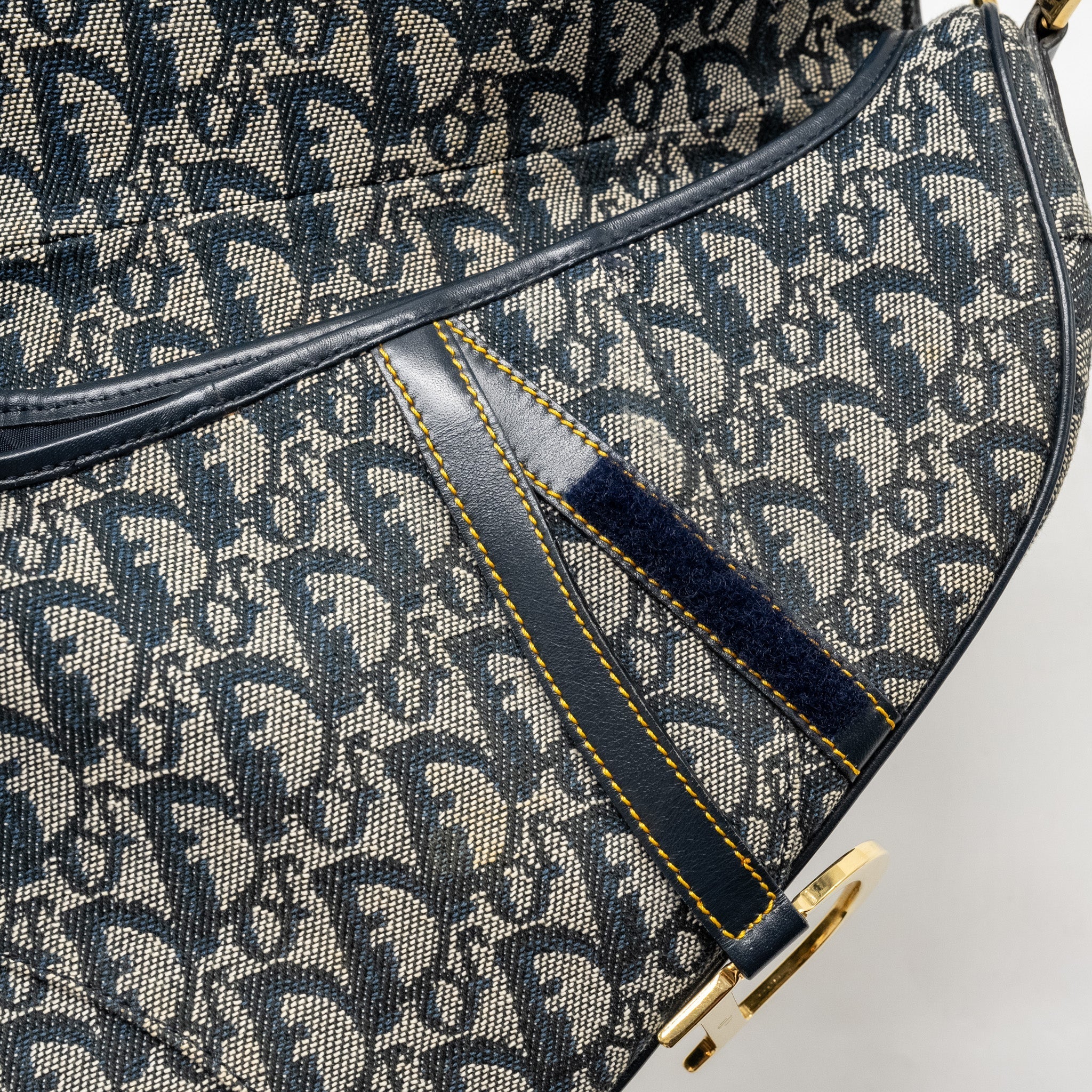DIOR VINTAGE SADDLE BAG CANVAS / LEATHER BLUE/MULTICOLOUR GHW