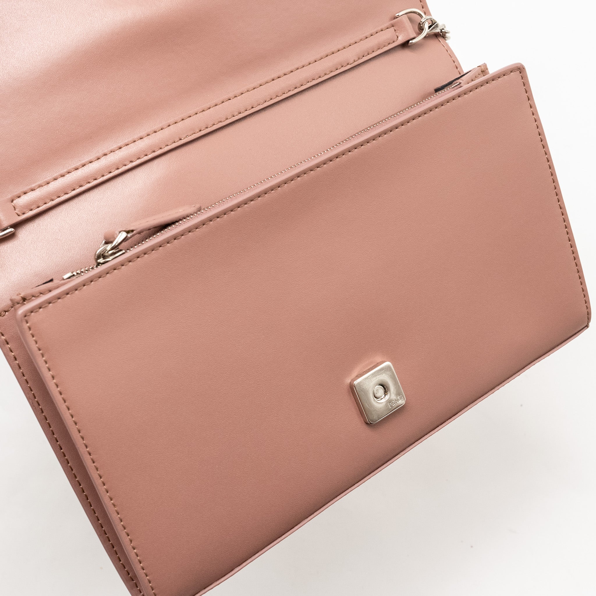 FENDI LOGO CROSSBODY BAG CALFSKIN LIGHT PINK SHW