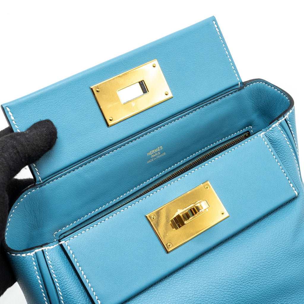 HERMES MINI 24/24 2424-21 BAG EVERCOLOR/SWIFT NEW BLEU JEAN GHW