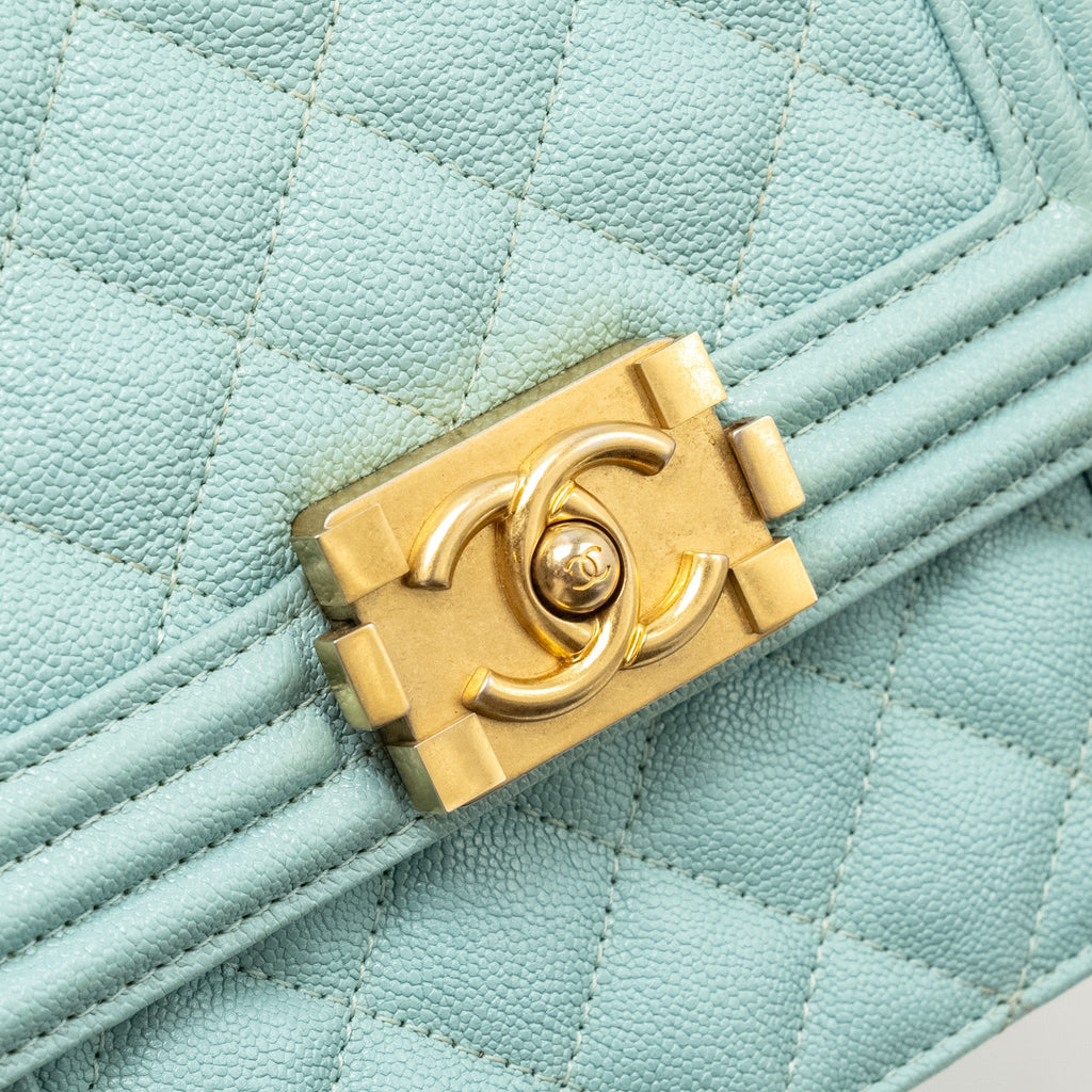 CHANEL NORTH SOUTH BOY BAG CAVIAR LIGHT BLUE GHW