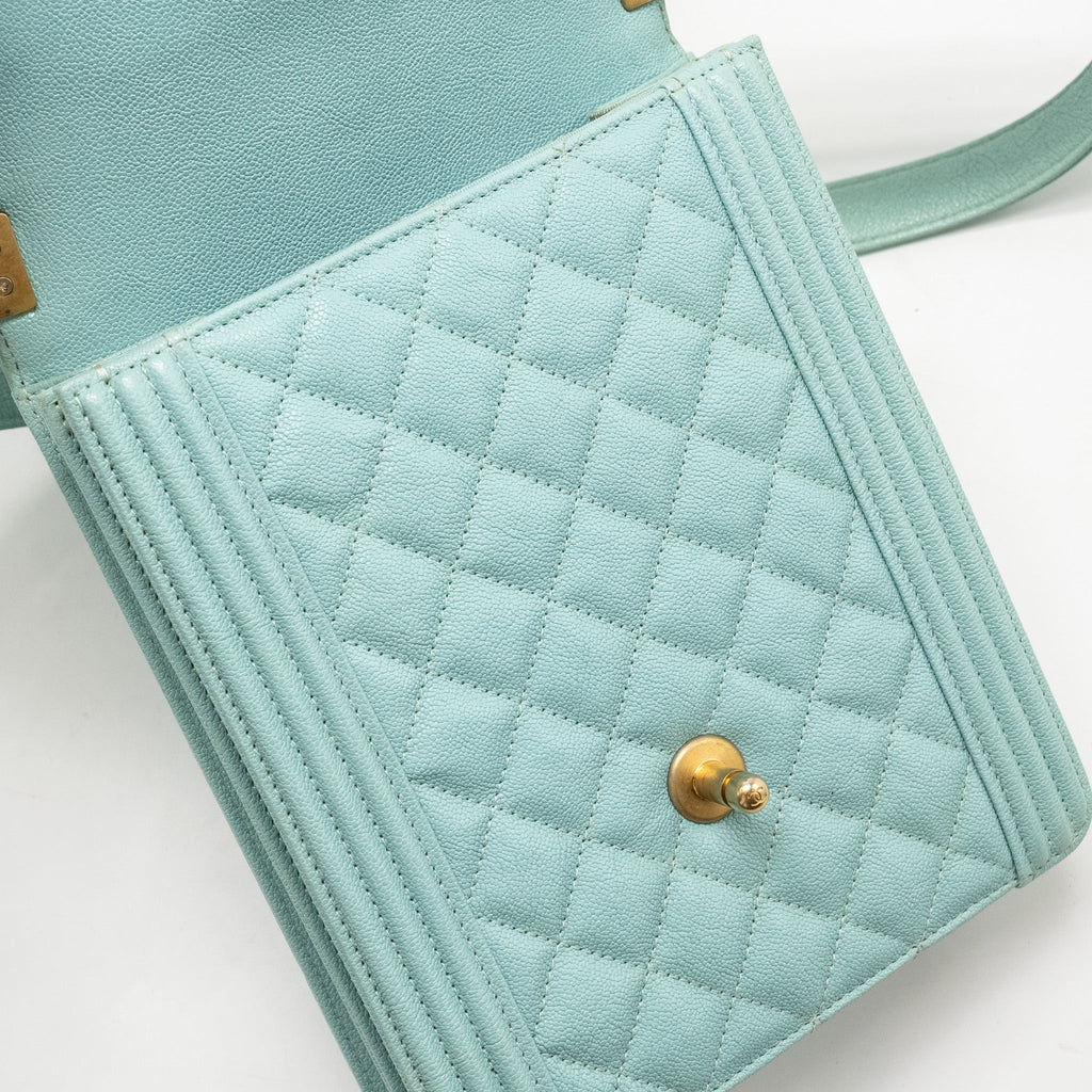 CHANEL NORTH SOUTH BOY BAG CAVIAR LIGHT BLUE GHW