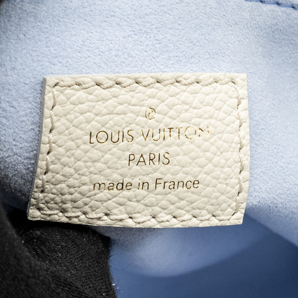 LOUIS VUITTON ONTHEGO PM BICOLOUR MONOGRAM EMPREINTE LATTE/CANDY BLUE GHW