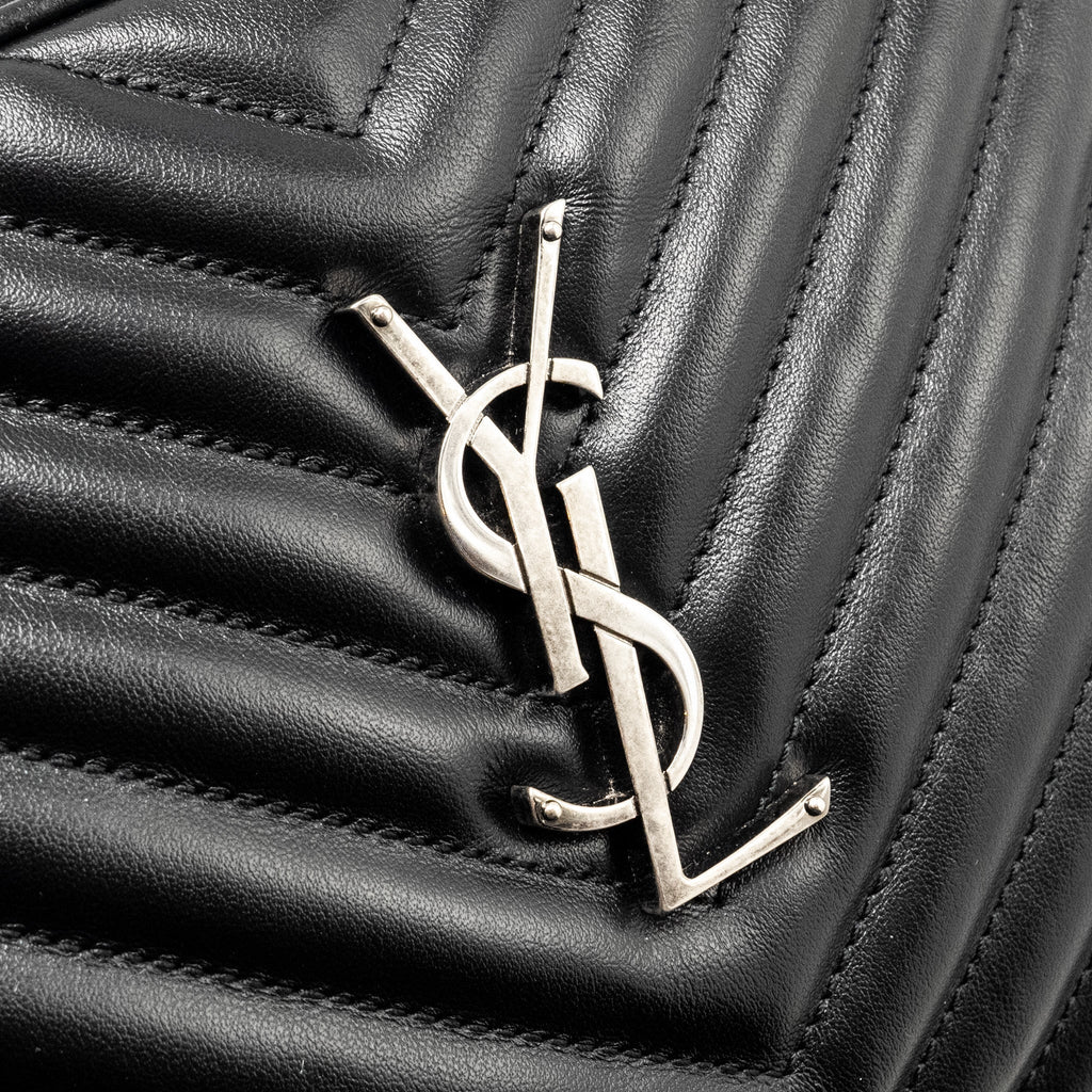 SAINT LAURENT LOU CAMERA BAG CALFSKIN BLACK RUTHENIUM SHW