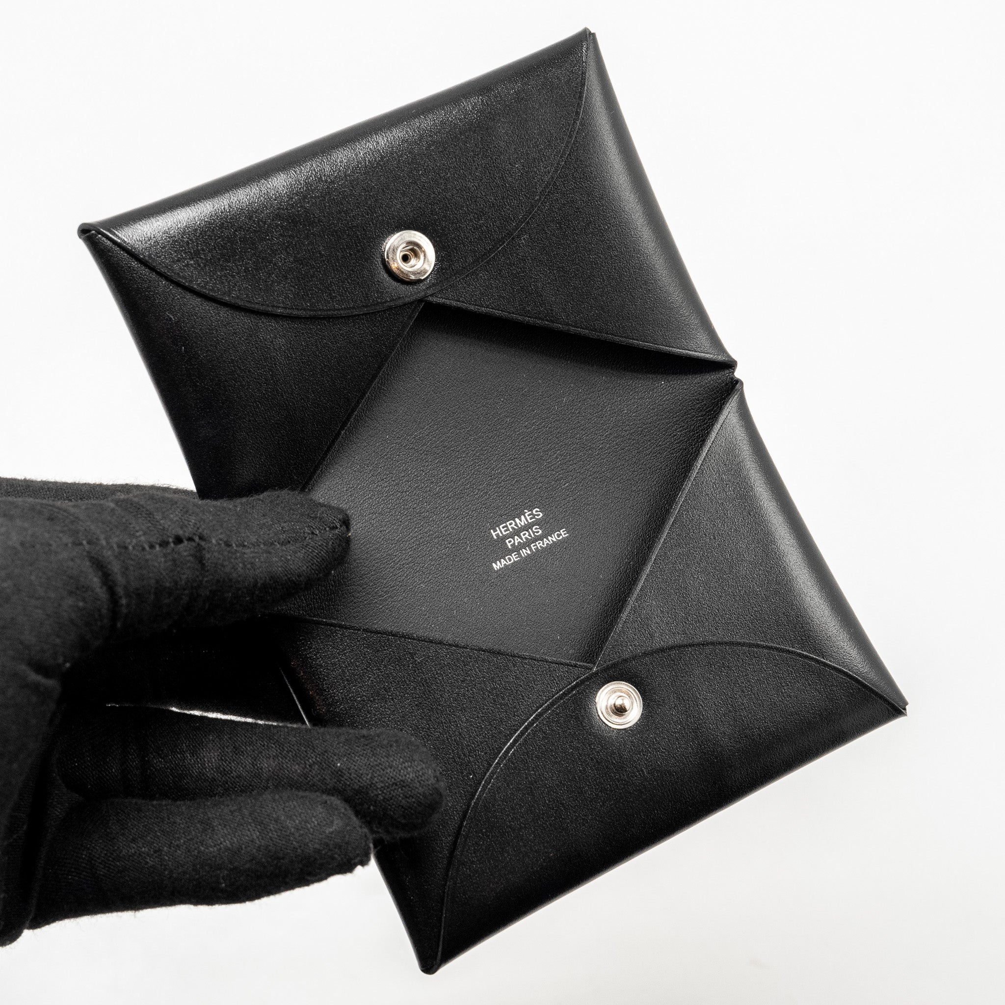 HERMES CALVI CARD HOLDER BOX BLACK SHW
