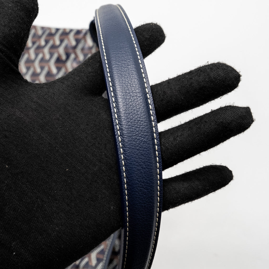 GOYARD BOHEME HOBO BAG GOYARDINE CANVAS/CALFSKIN NAVY SHW