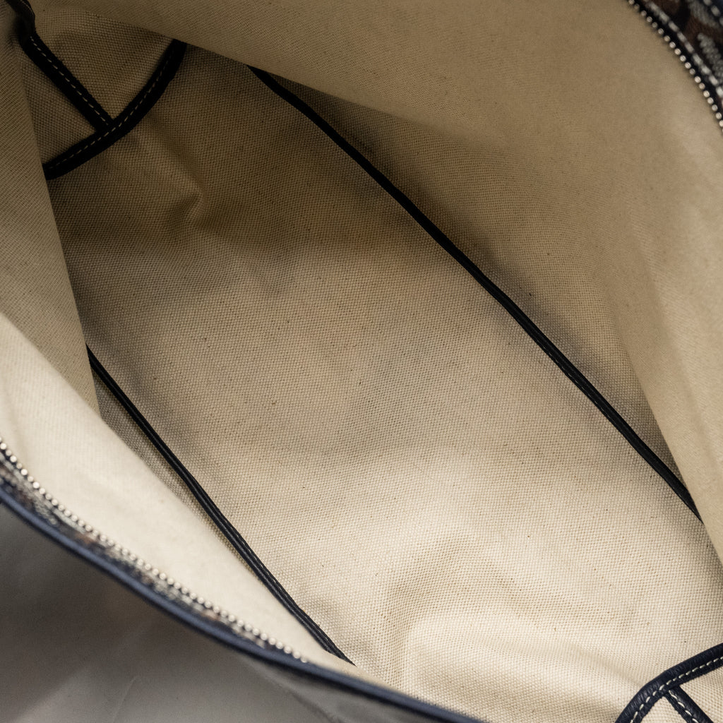 GOYARD BOHEME HOBO BAG GOYARDINE CANVAS/CALFSKIN NAVY SHW