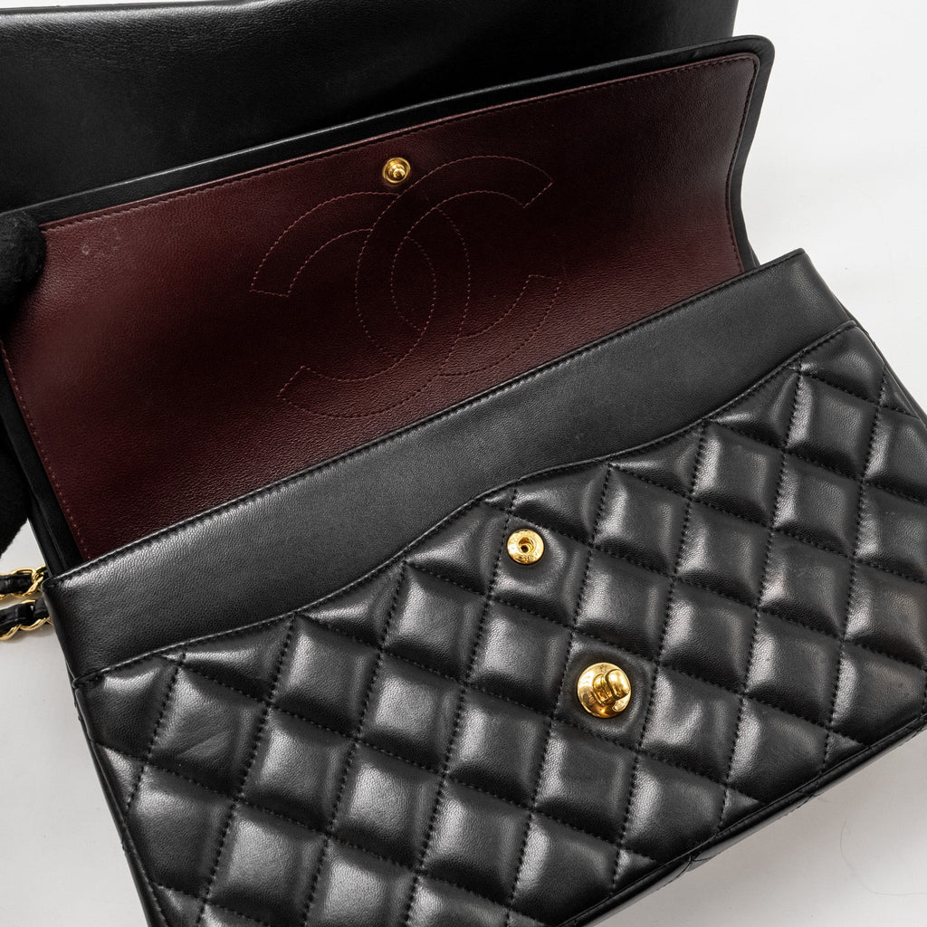 CHANEL JUMBO CLASSIC DOUBLE FLAP BAG LAMBSKIN BLACK GHW