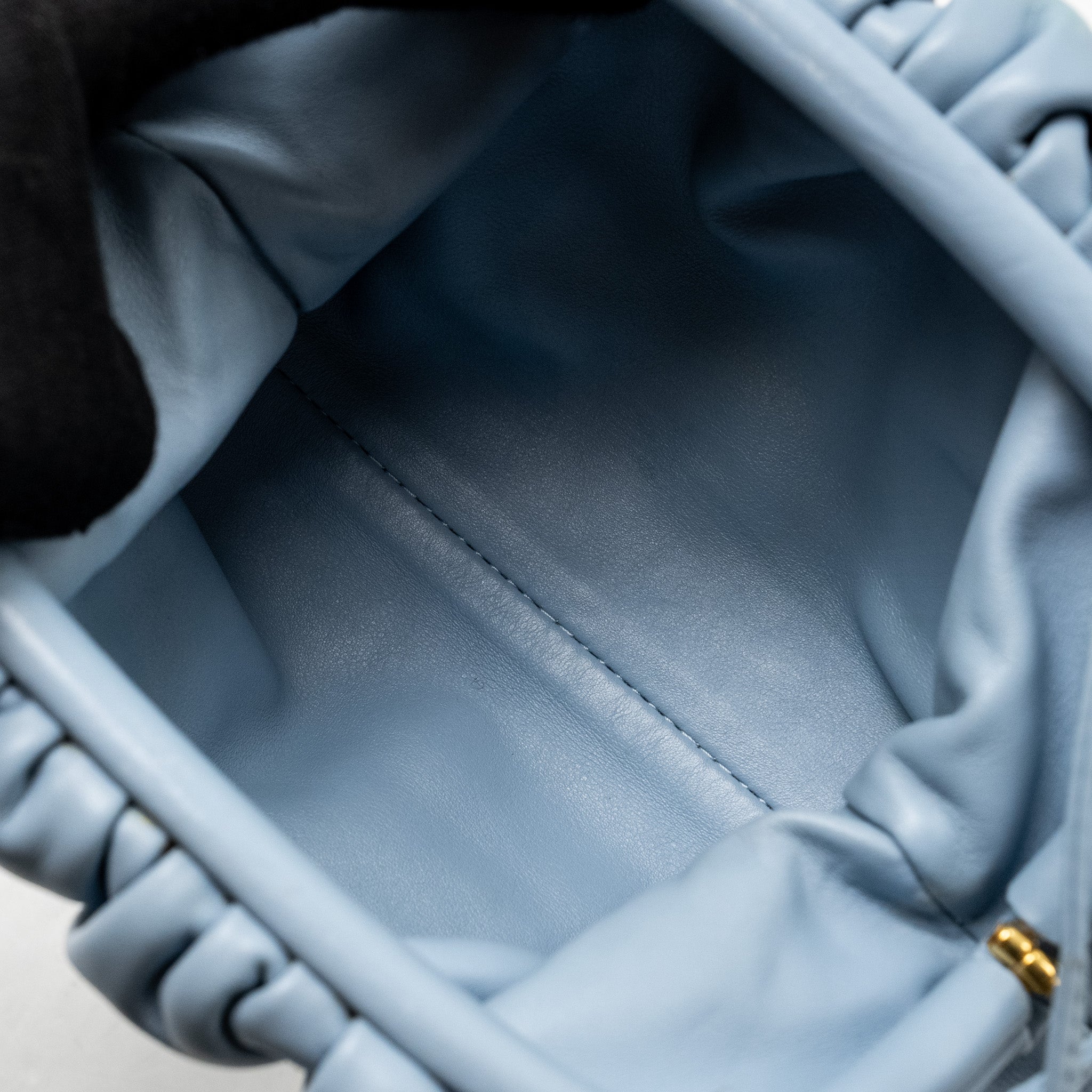 BOTTEGA VENETA MINI POUCH CALFSKIN BLUE GHW