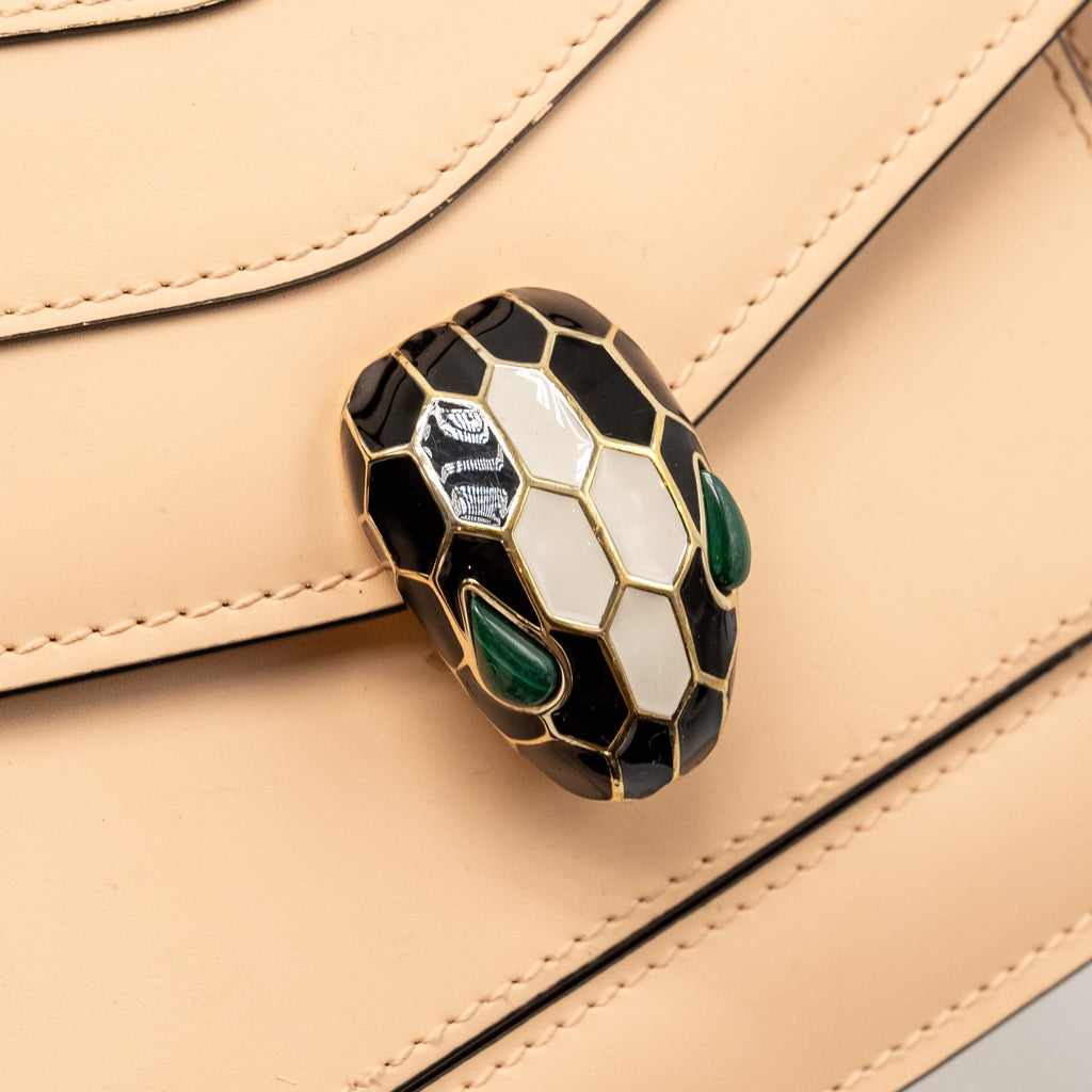 BVLGARI SERPENTI FOREVER FLAP BAG CALFSKIN PEACH LGHW