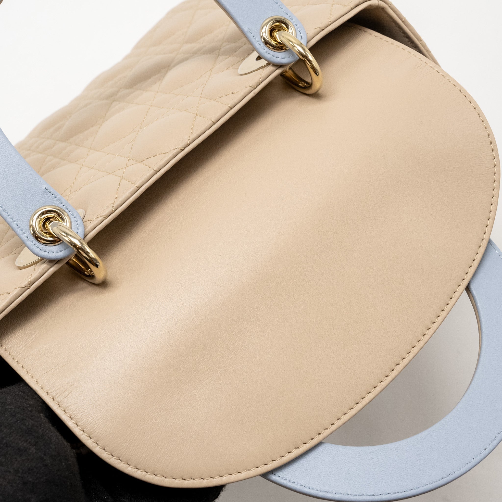 DIOR MEDIUM LADY DIOR LAMBSKIN BEIGE/BLUE LGHW