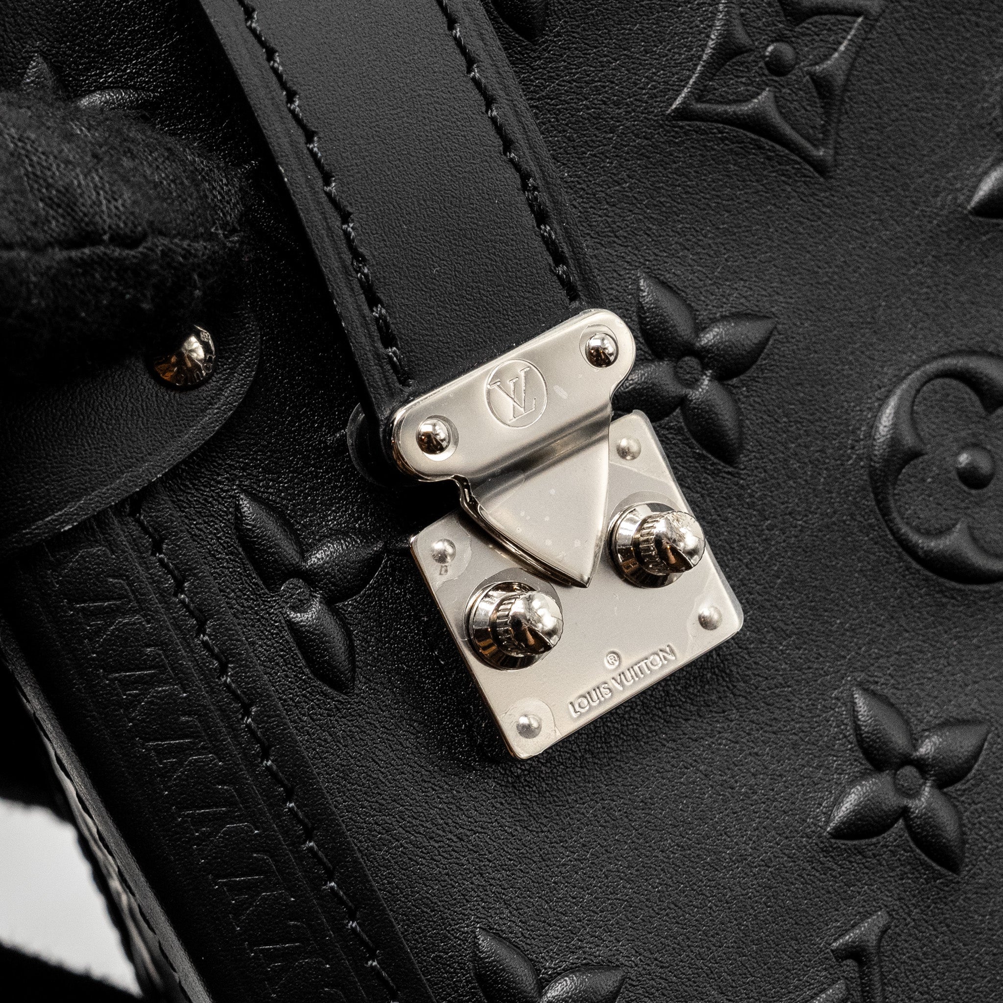LOUIS VUITTON SIDE TRUNK MONOGRAM DEBOSSED CALFSKIN BLACK SHW