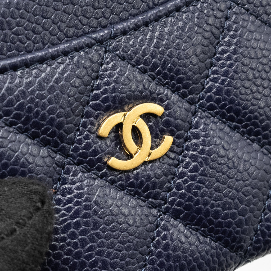 CHANEL CLASSIC CARD HOLDER CAVIAR NAVY GHW