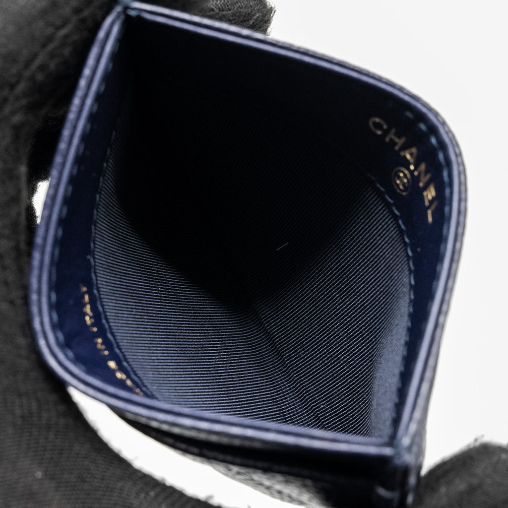 CHANEL CLASSIC CARD HOLDER CAVIAR NAVY GHW