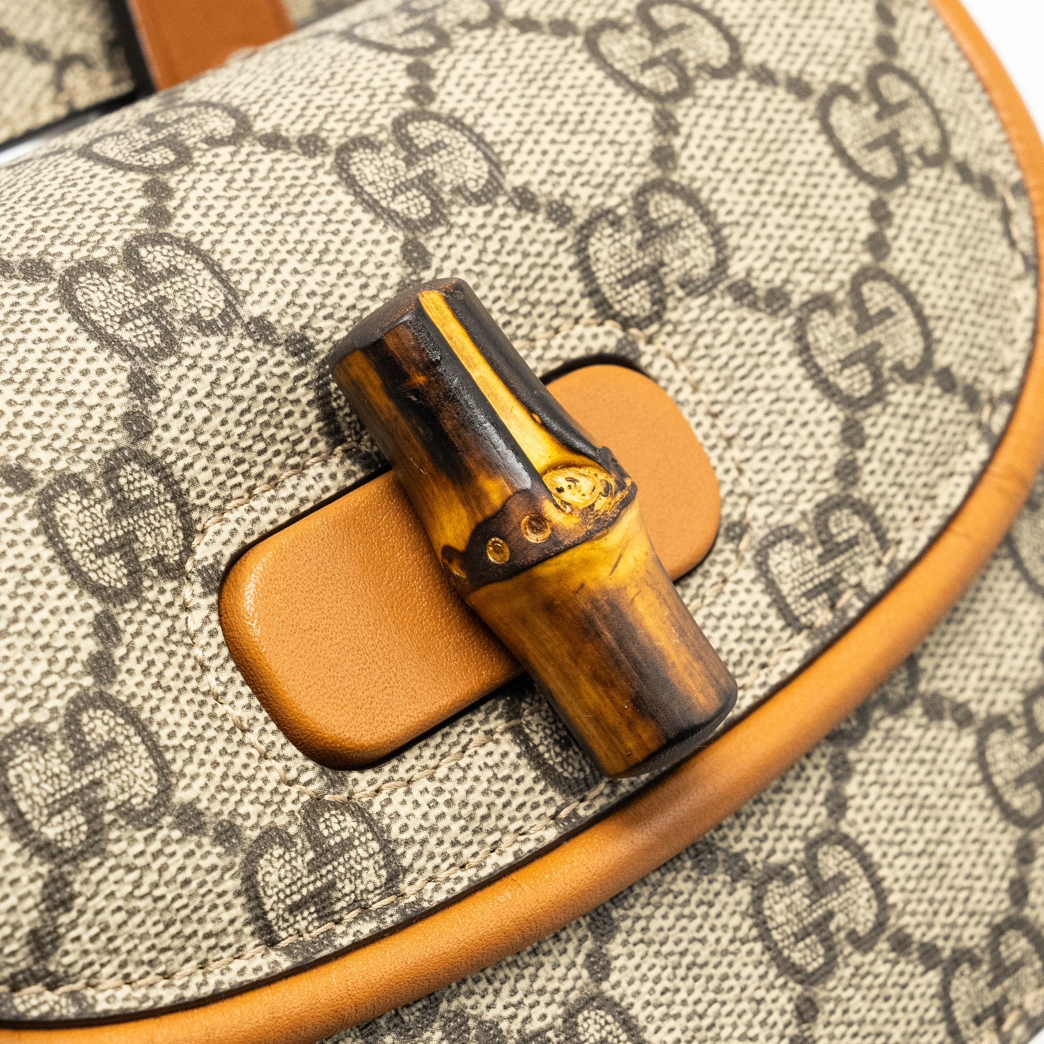 GUCCI BAMBOO 1947 MINI BELT BAG GG SUPREME CANVAS/LEATHER SHW
