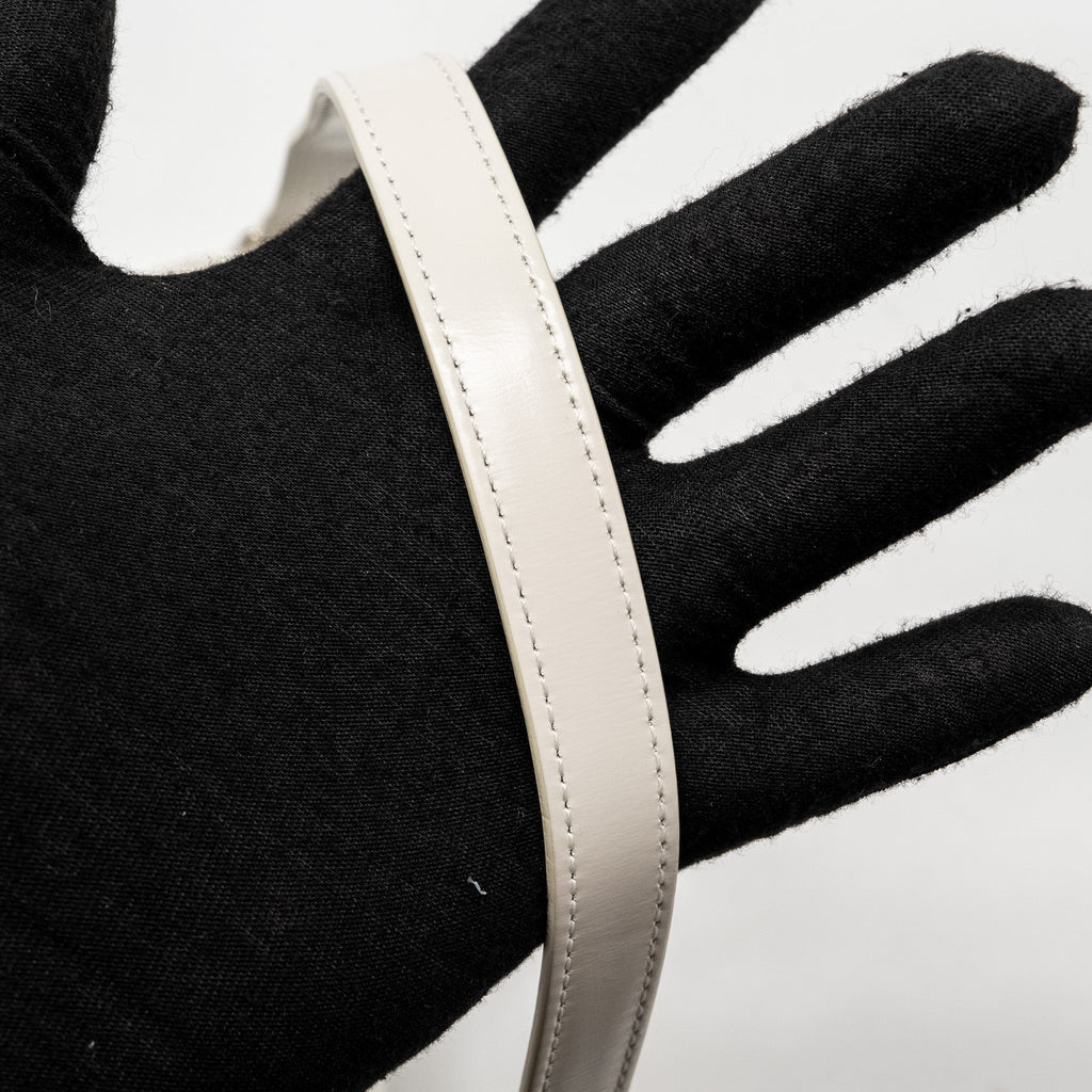 CELINE TRAPEZE TRIOMPHE SHOULDER BAG SHINY CALFSKIN WHITE SHW