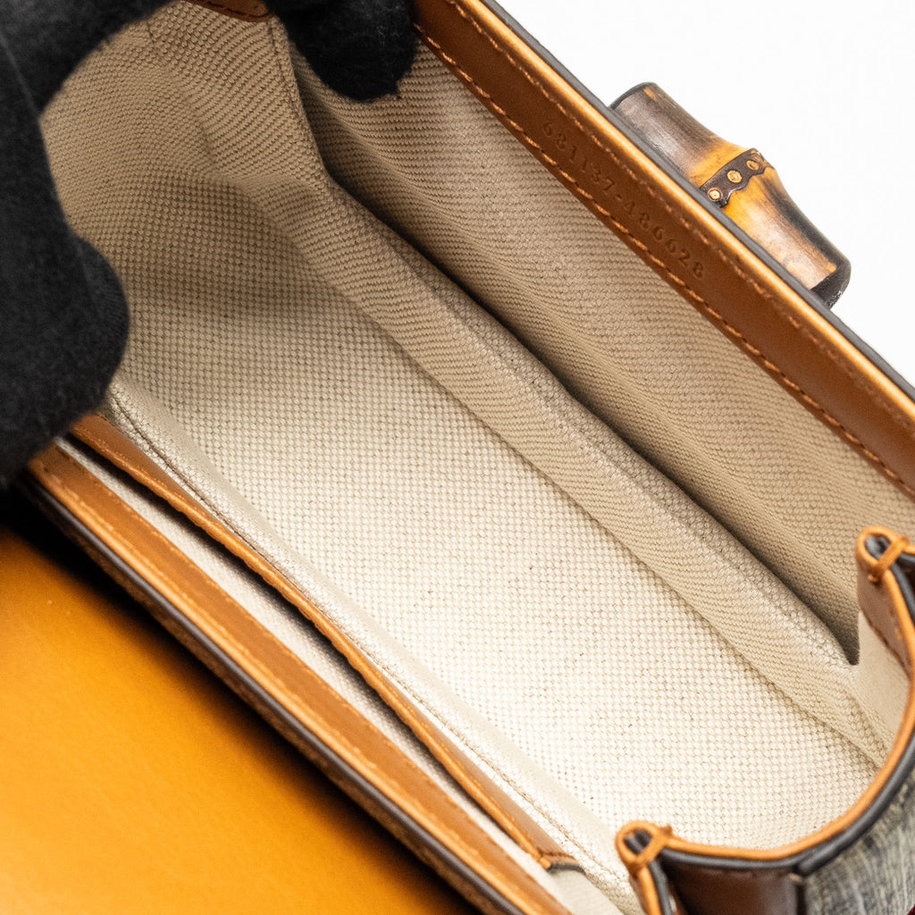 GUCCI BAMBOO 1947 MINI BELT BAG GG SUPREME CANVAS/LEATHER SHW