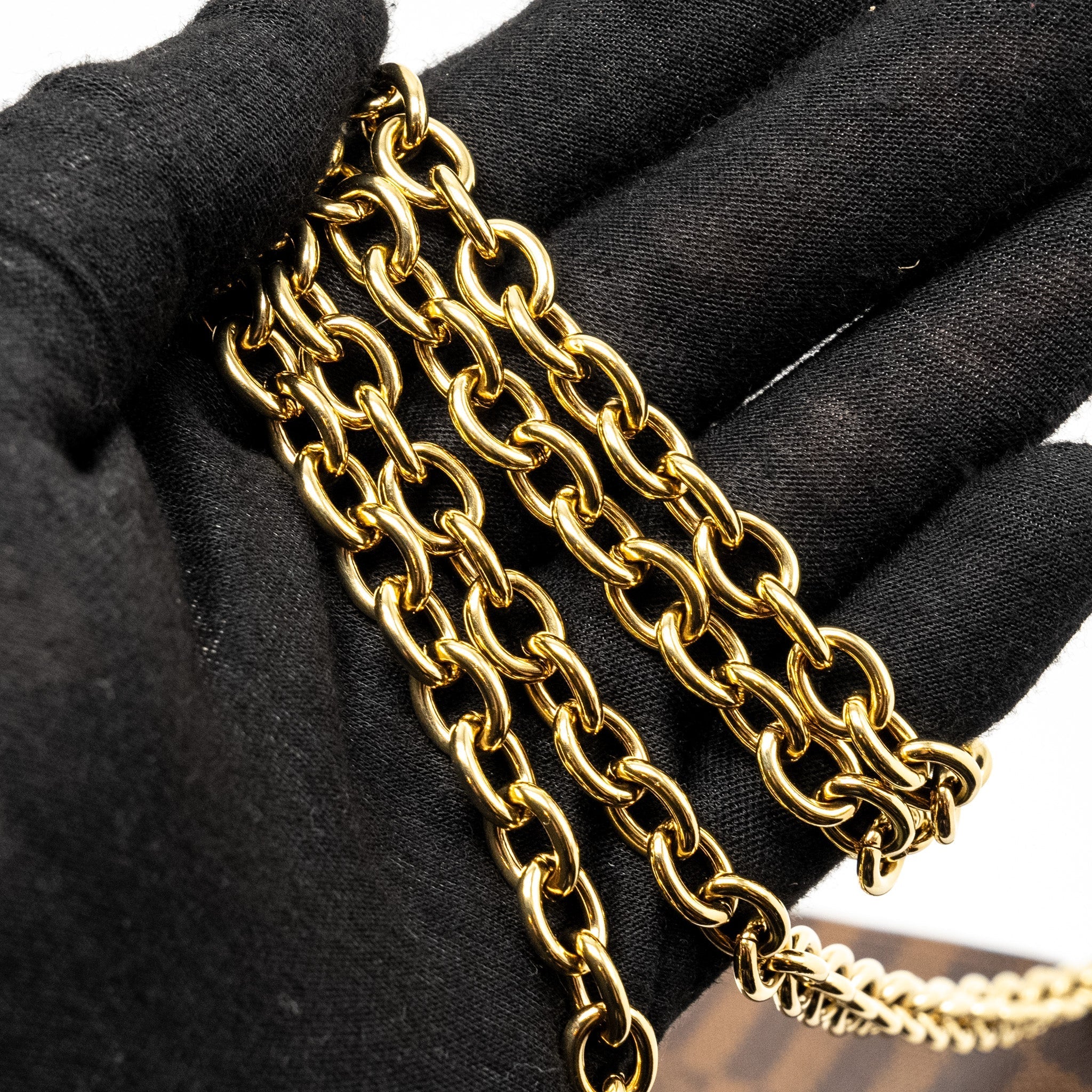 LOUIS VUITTON VAVIN CHAIN WALLET DAMIER EBENE CANVAS GHW
