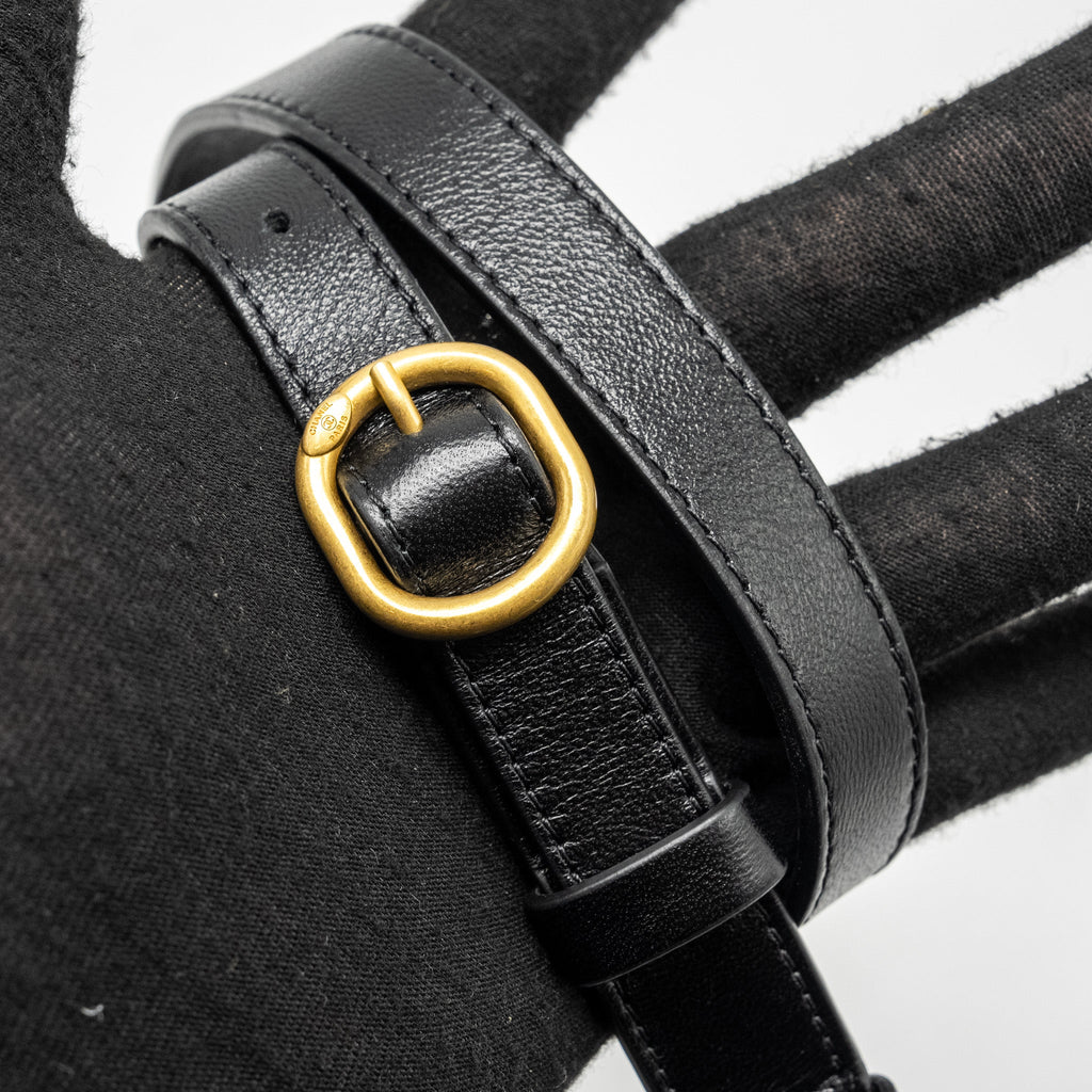CHANEL LETTER LOGO DETAILED WAIST BAG LAMBSKIN BLACK GHW (MICROCHIP)