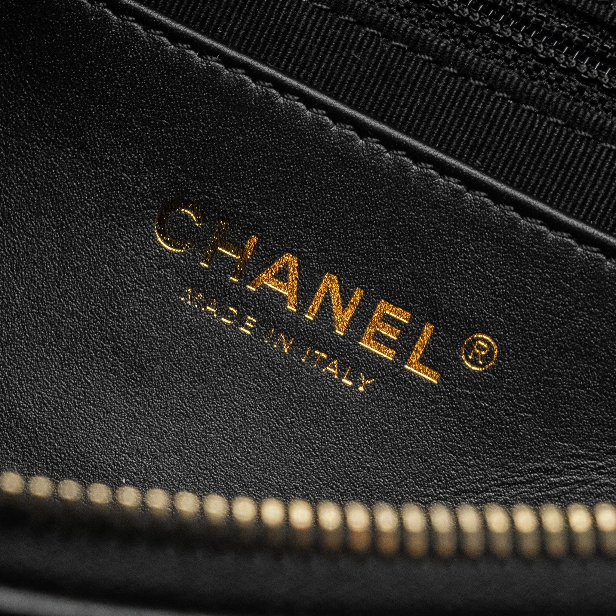 CHANEL LETTER LOGO DETAILED WAIST BAG LAMBSKIN BLACK GHW (MICROCHIP)