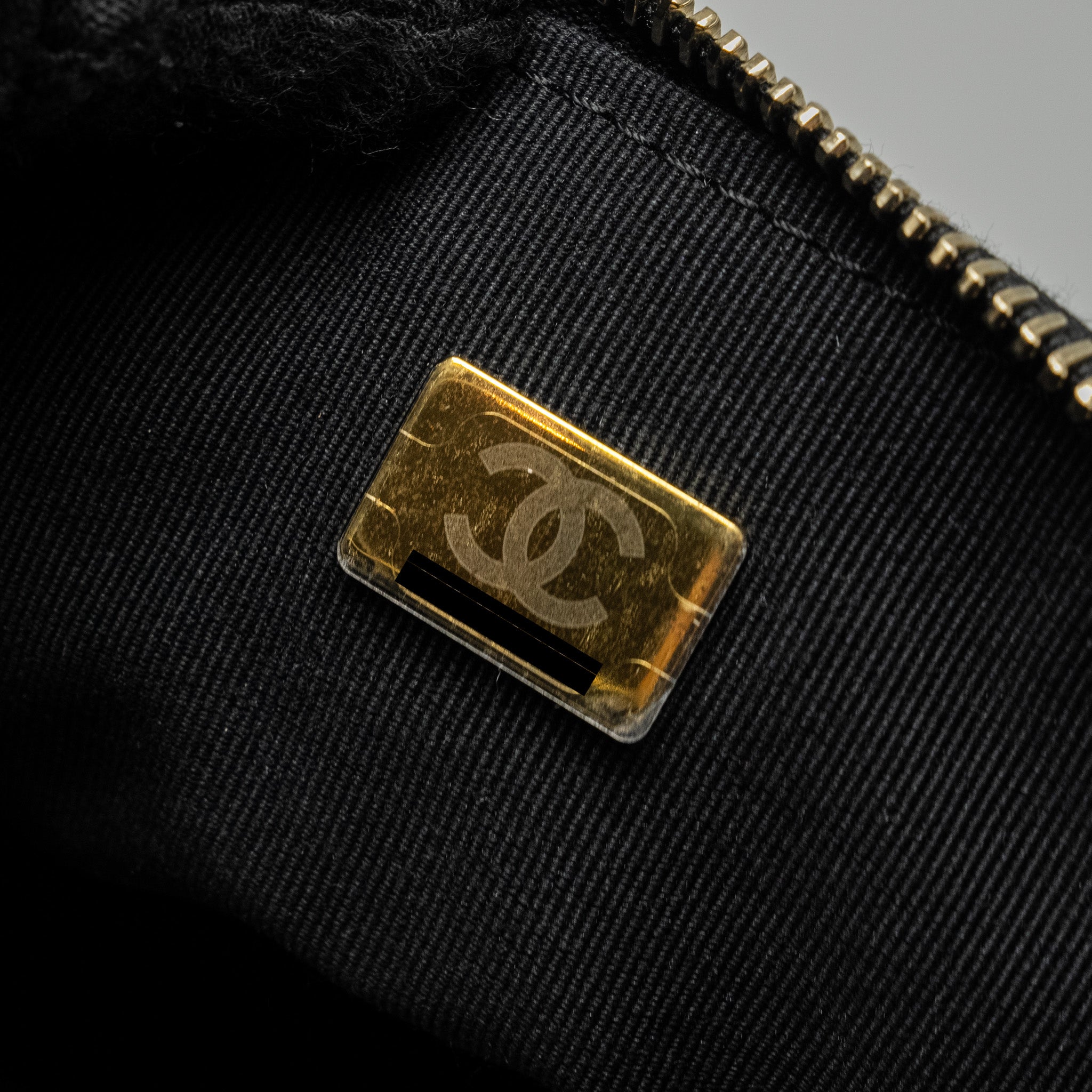 CHANEL LETTER LOGO DETAILED WAIST BAG LAMBSKIN BLACK GHW (MICROCHIP)