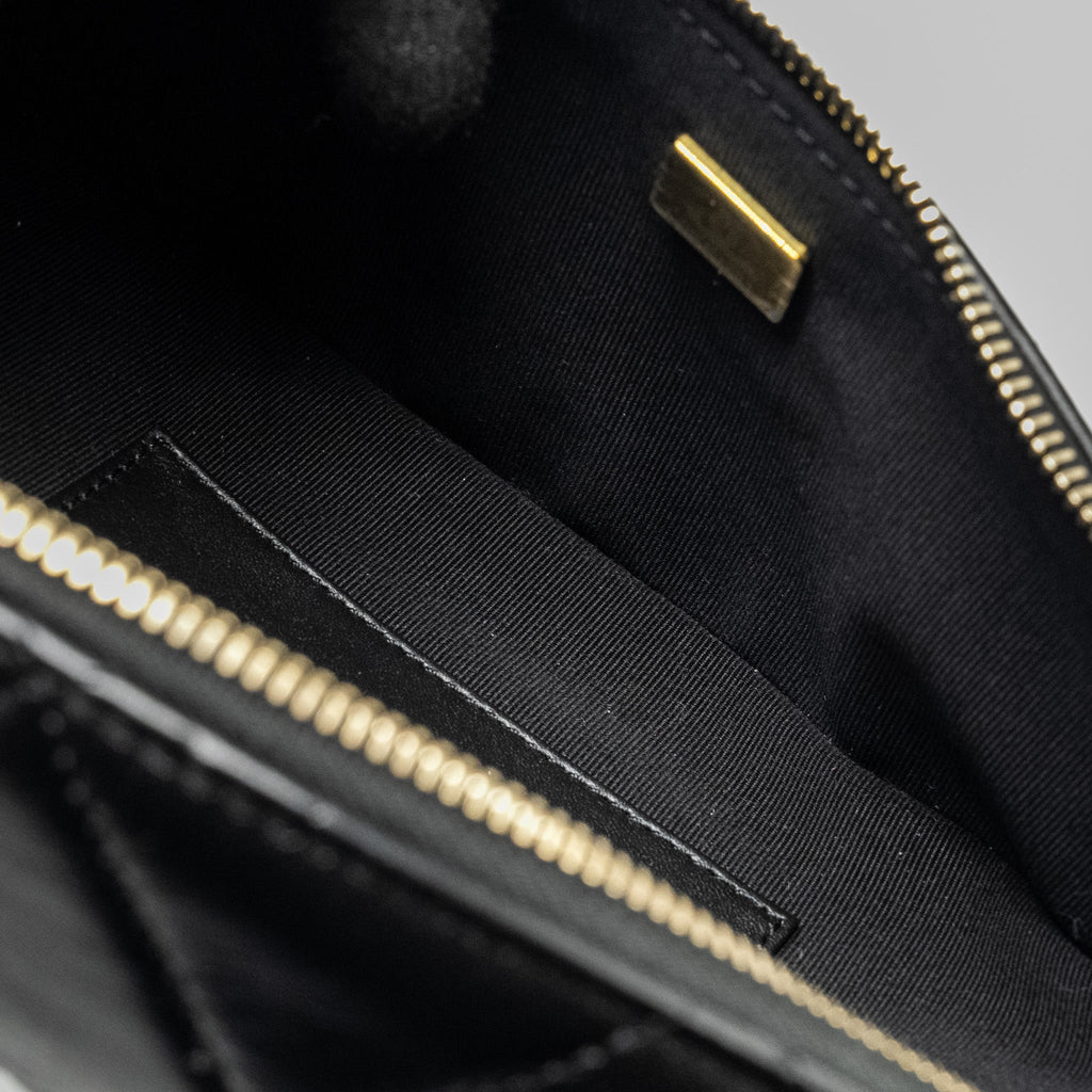 CHANEL LETTER LOGO DETAILED WAIST BAG LAMBSKIN BLACK GHW (MICROCHIP)
