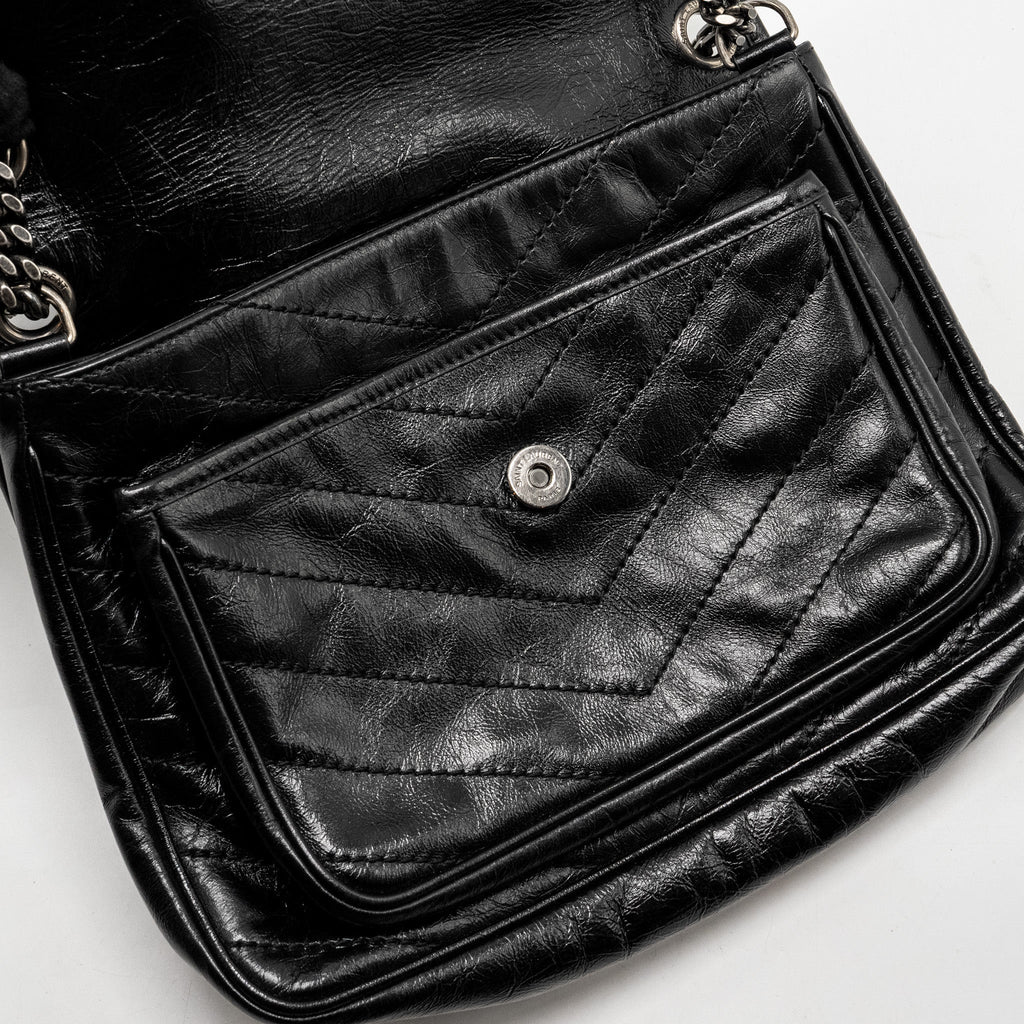 SAINT LAURENT MEDIUM NIKI CALFSKIN BLACK RUTHENIUM HARDWARE