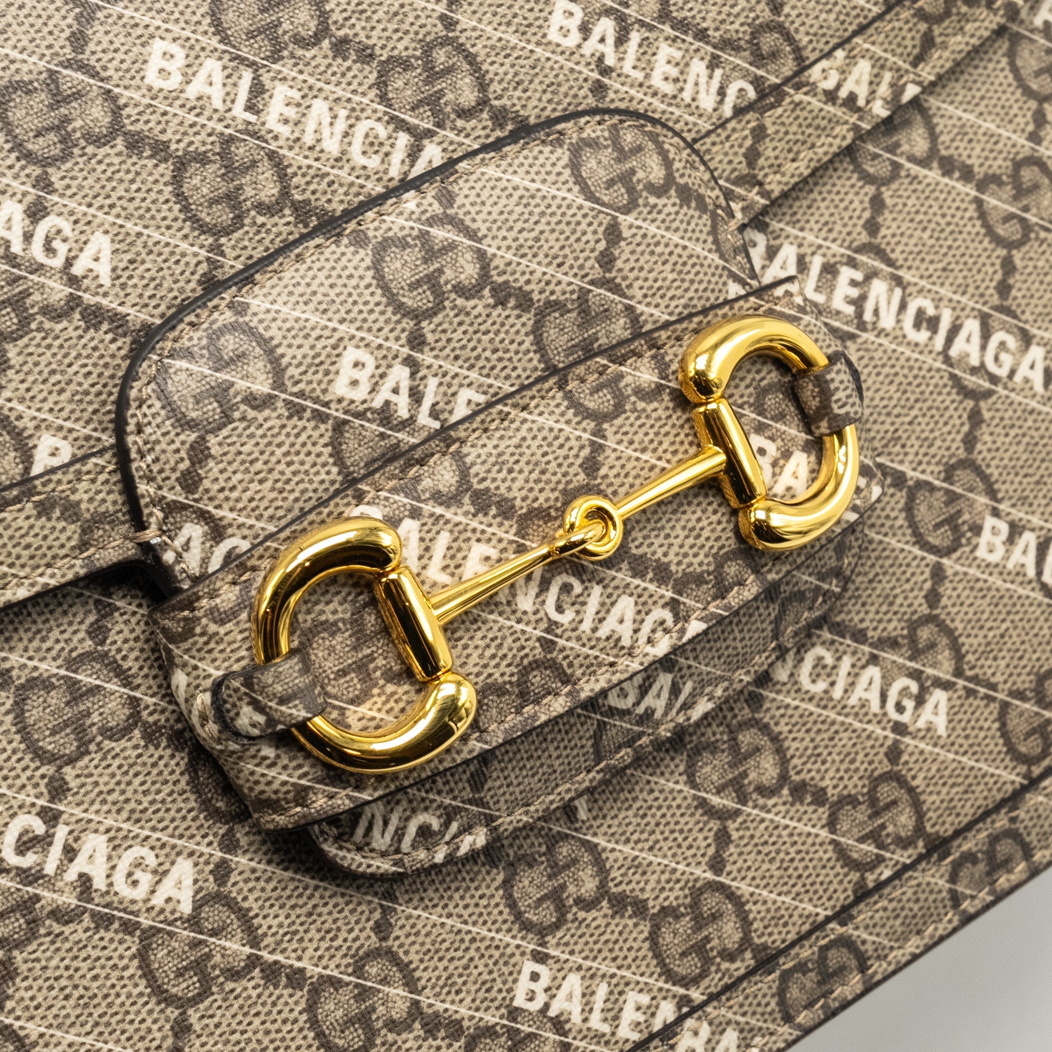 GUCCI X BALENCIAGA HORSEBIT 1955 BAG GG SUPREME/BALENCIAGA PRINT CANVAS GHW