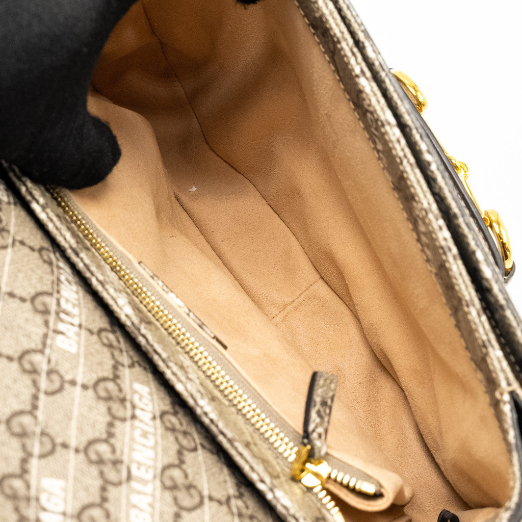 GUCCI X BALENCIAGA HORSEBIT 1955 BAG GG SUPREME/BALENCIAGA PRINT CANVAS GHW
